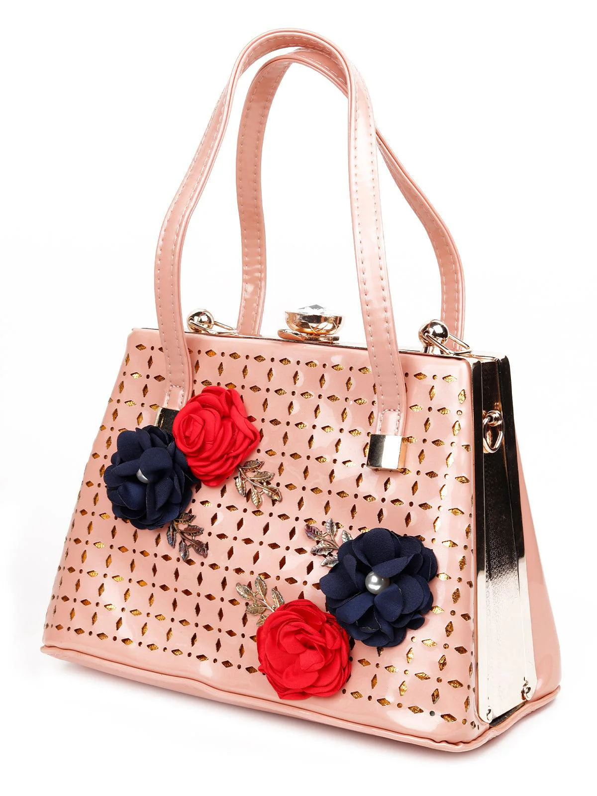 Odette Women Peach Metal Clutch - Image 4