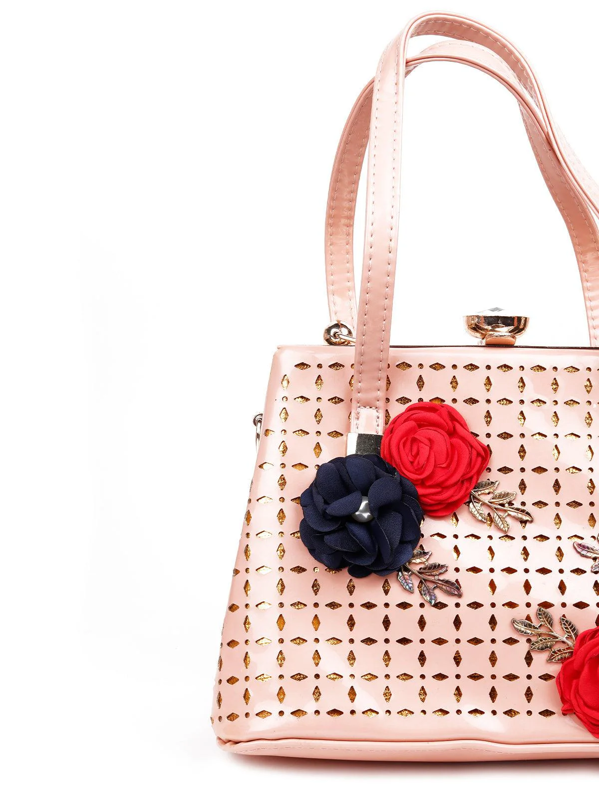 Odette Women Peach Metal Clutch - Image 6