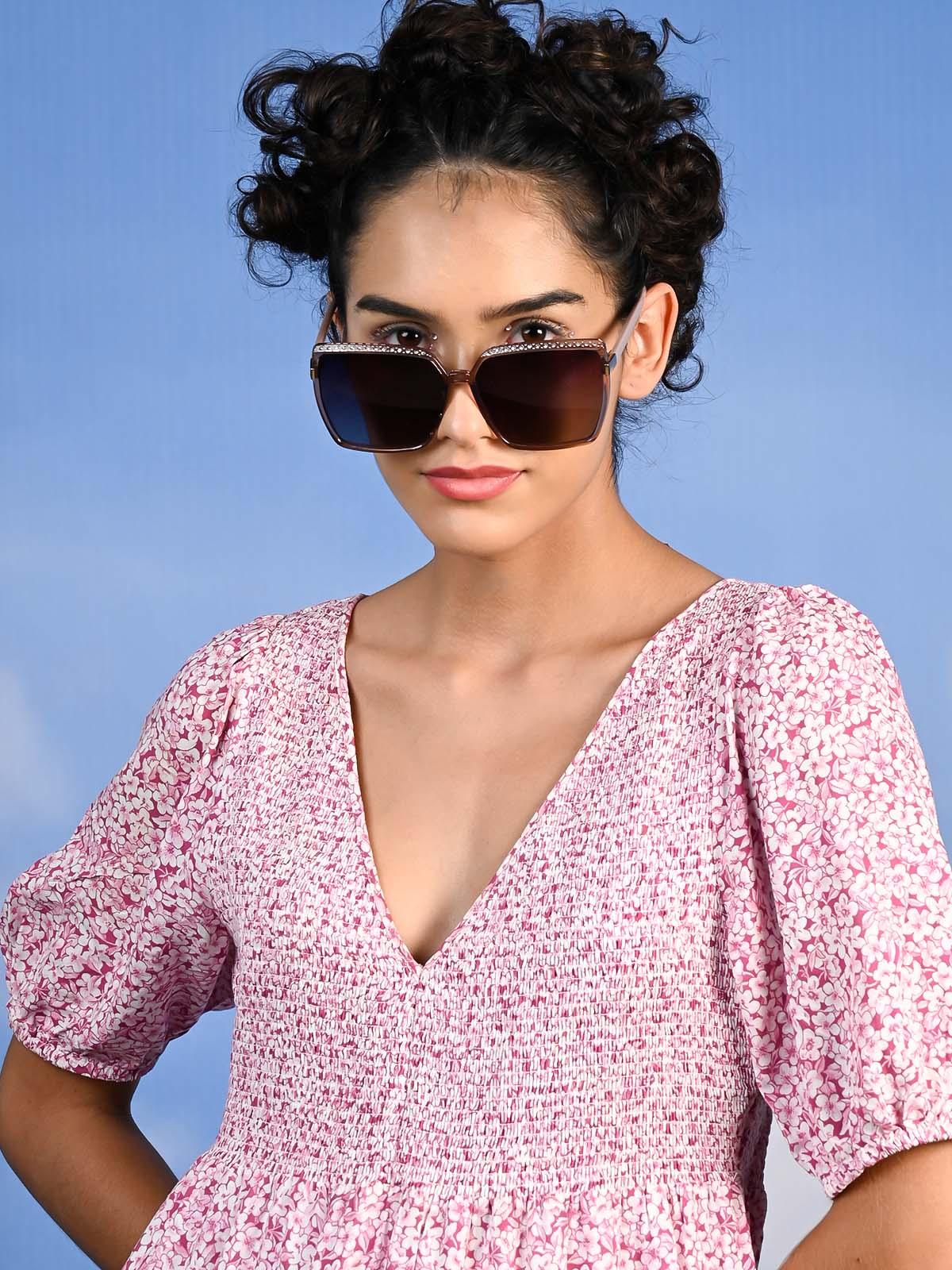 Odette Oversized Dark Purple-Tinted Sunglasses For Women