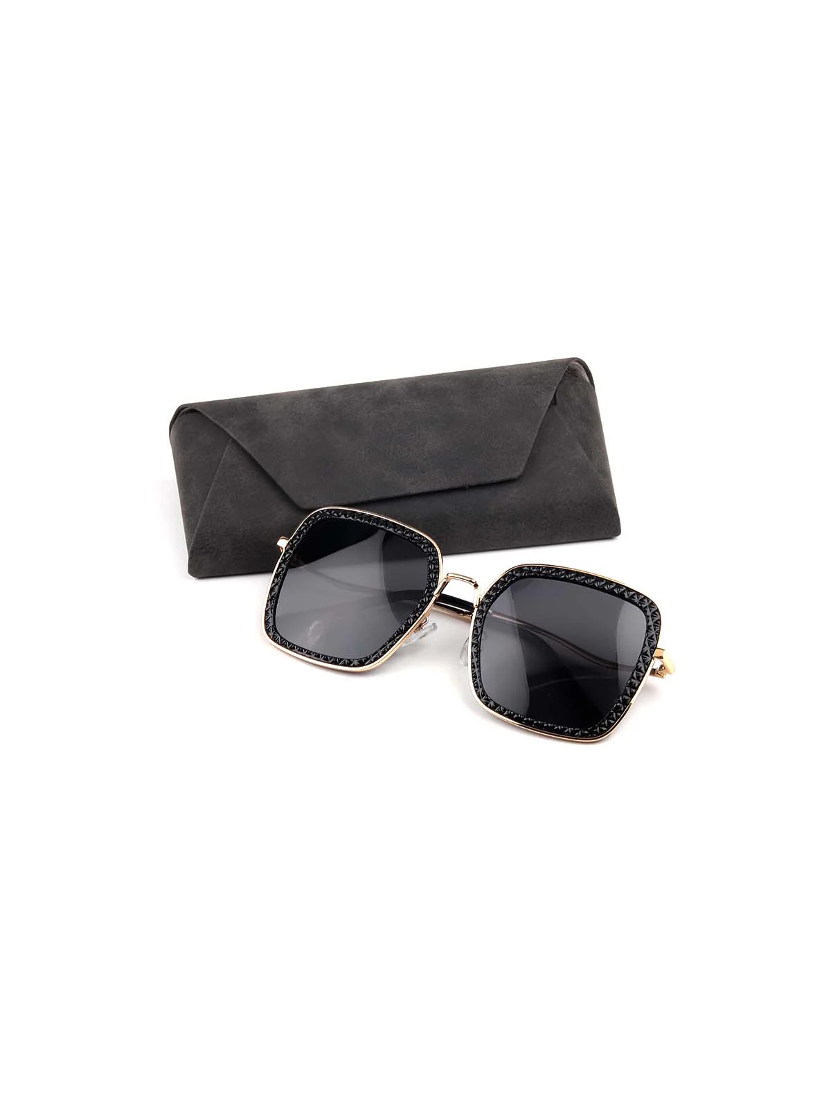 Odette Women Gorgeous Black Studded Sunglasses - Image 10