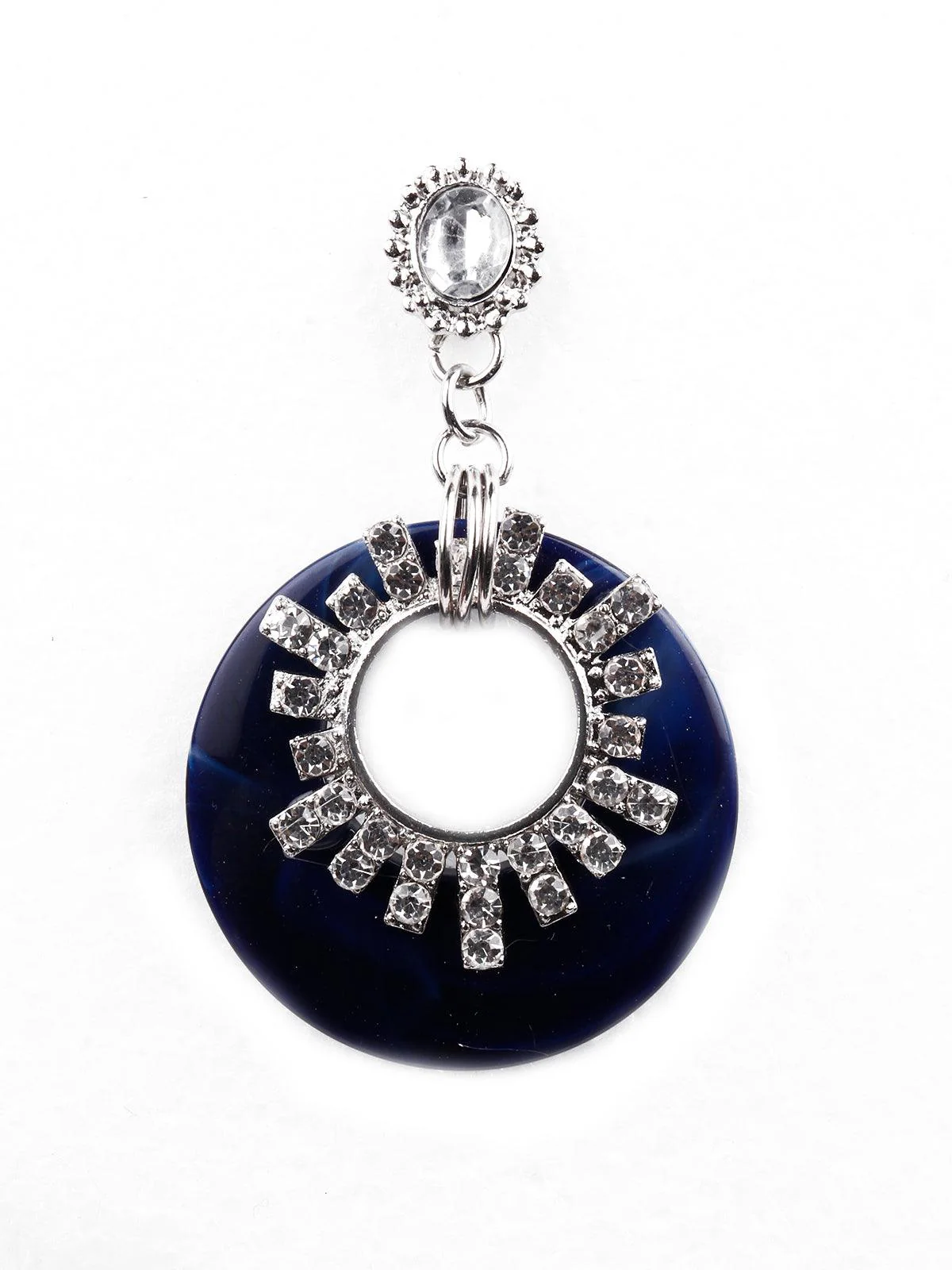 Odette Women Gorgeous Dark Blue Rounded Studded Drop Earrings - Image 4