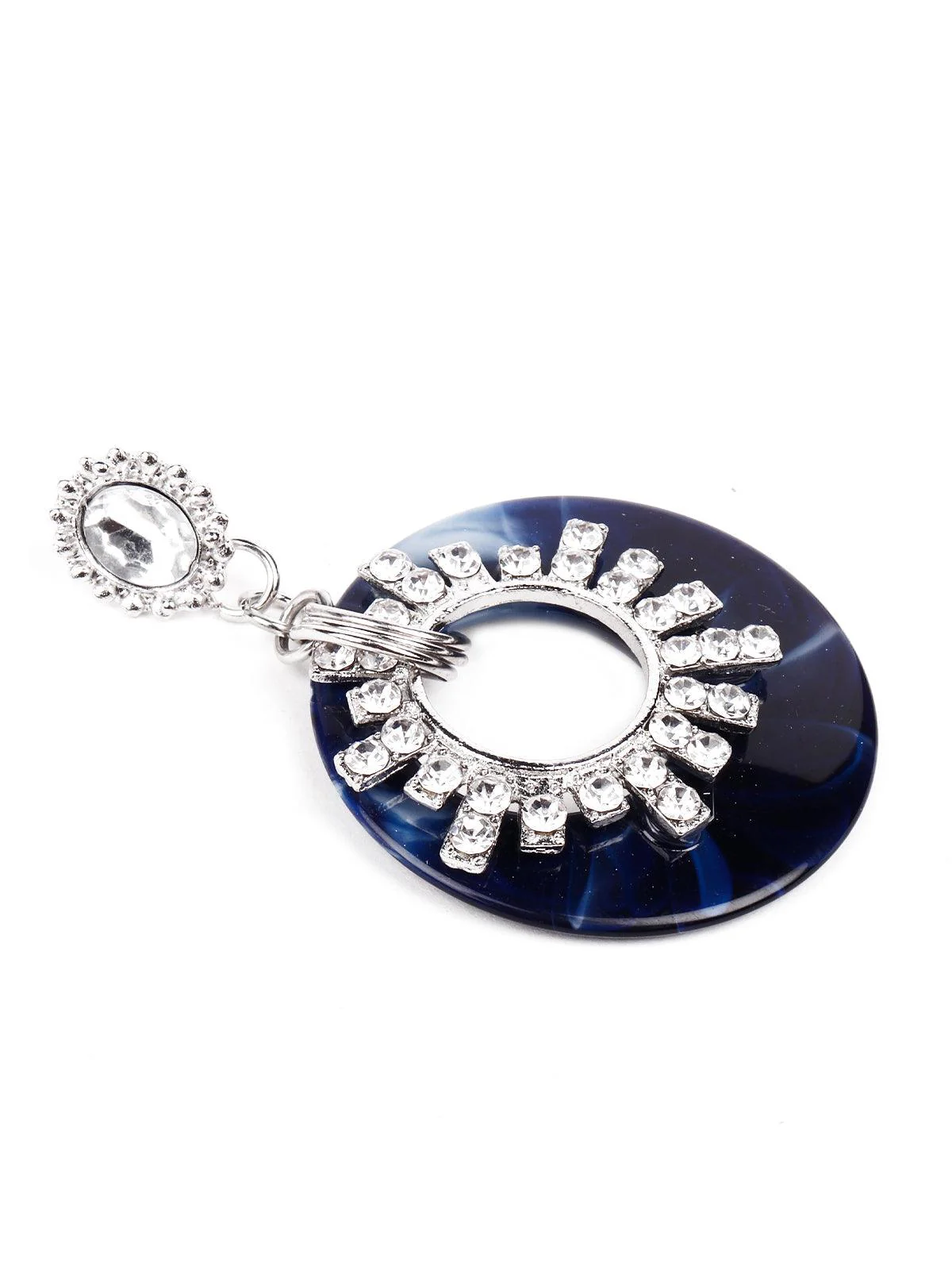 Odette Women Gorgeous Dark Blue Rounded Studded Drop Earrings - Image 5
