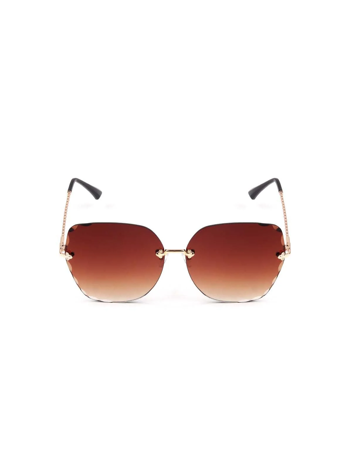 Odette Women Gorgeous Deep Orange Colour Tinted Frameless Statement Sunglasses - Image 3