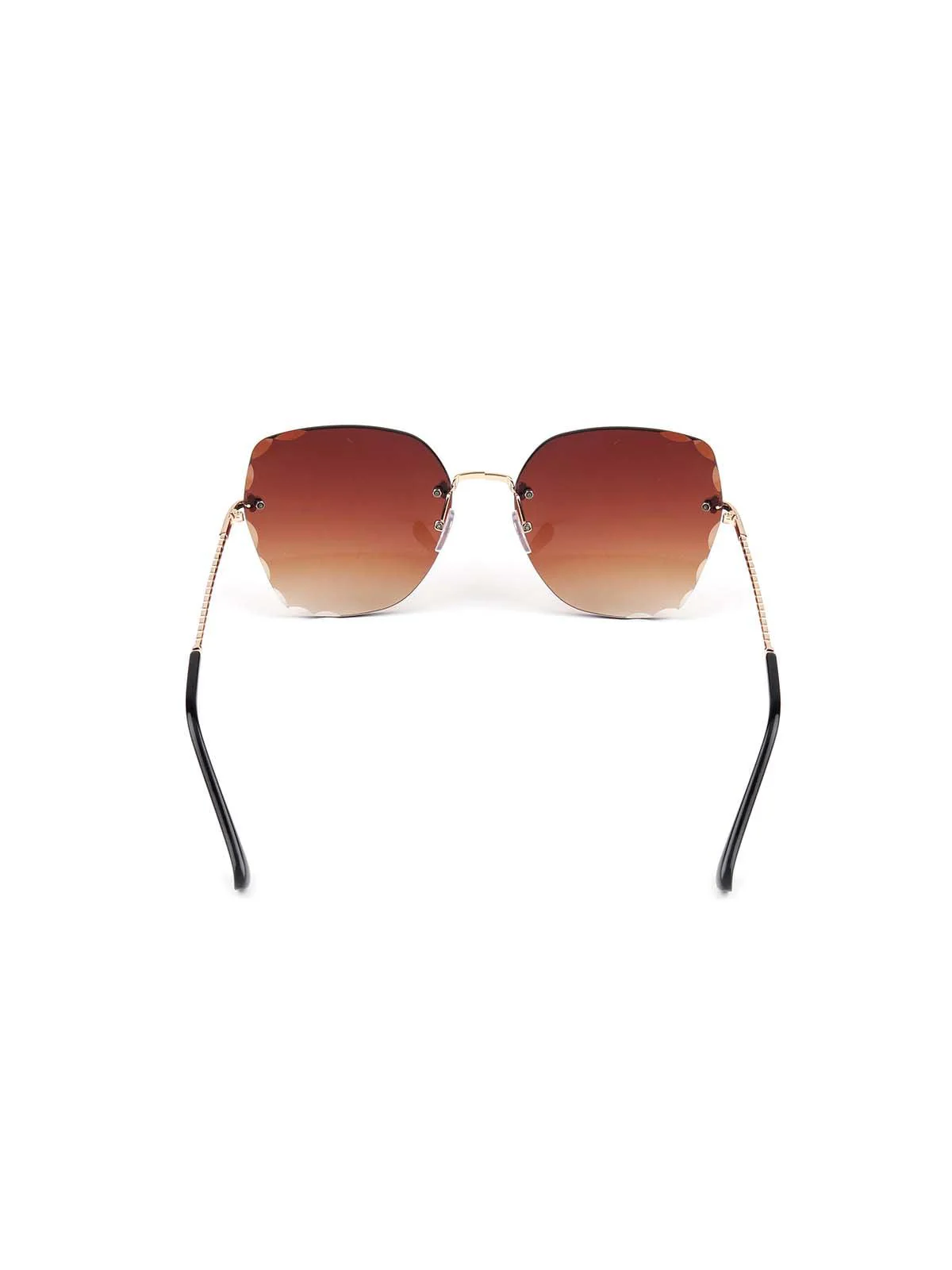Odette Women Gorgeous Deep Orange Colour Tinted Frameless Statement Sunglasses - Image 6