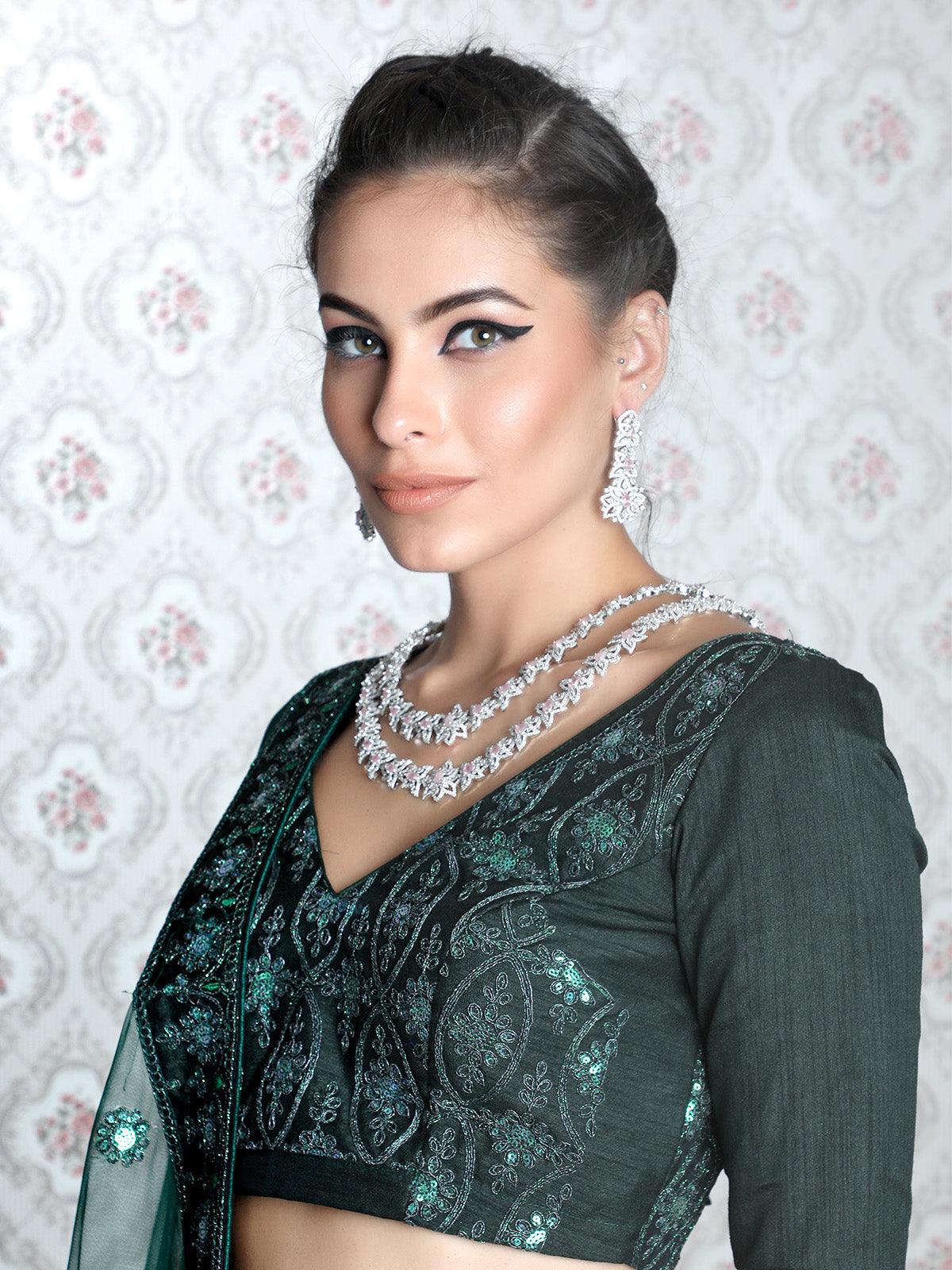 Odette Women Gorgeous Double Layered Necklace Set - Image 2