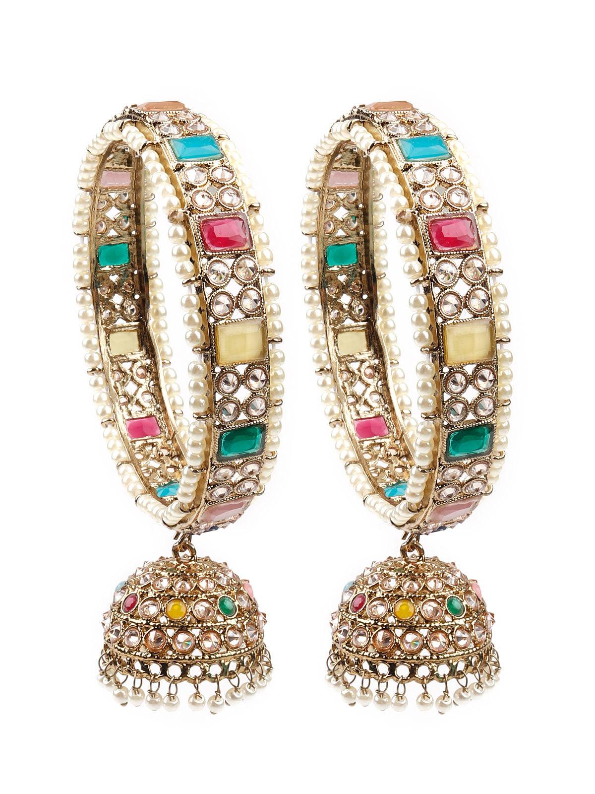 Odette Gorgeous Embellished Pair Kada For Women - Image 3