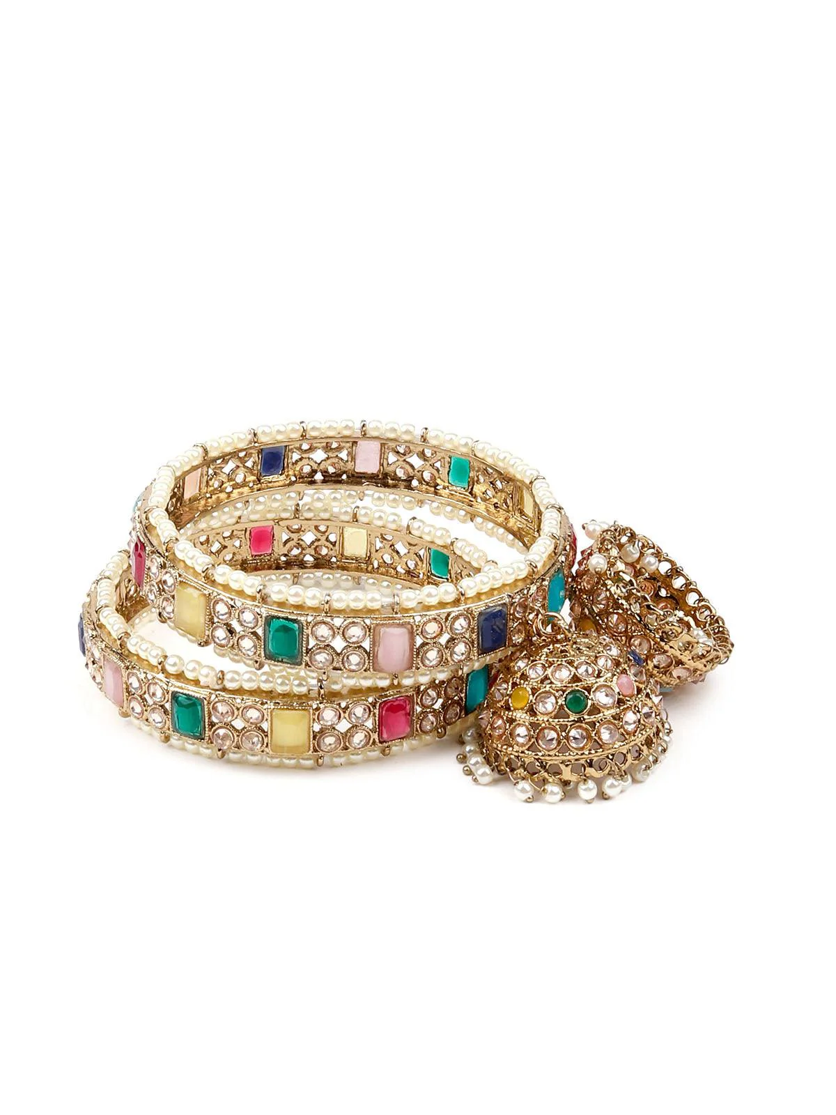 Odette Gorgeous Embellished Pair Kada For Women - Image 5