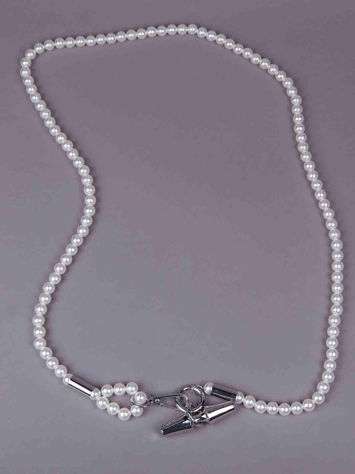 Odette Women Silver Pearl Metal Necklace - Image 3