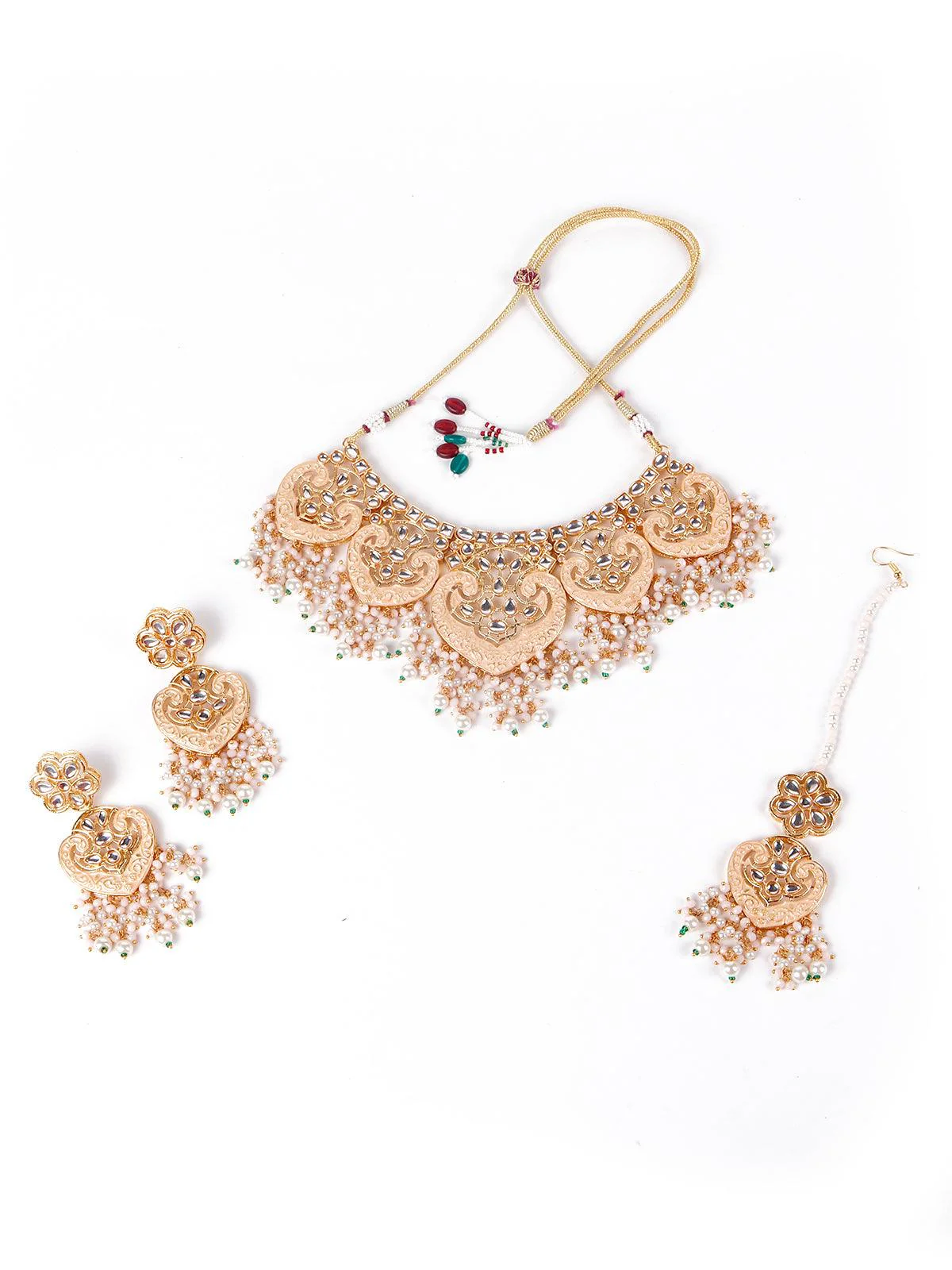 Odette Gorgeous Gold Embellished Necklace Set For Women - Image 3