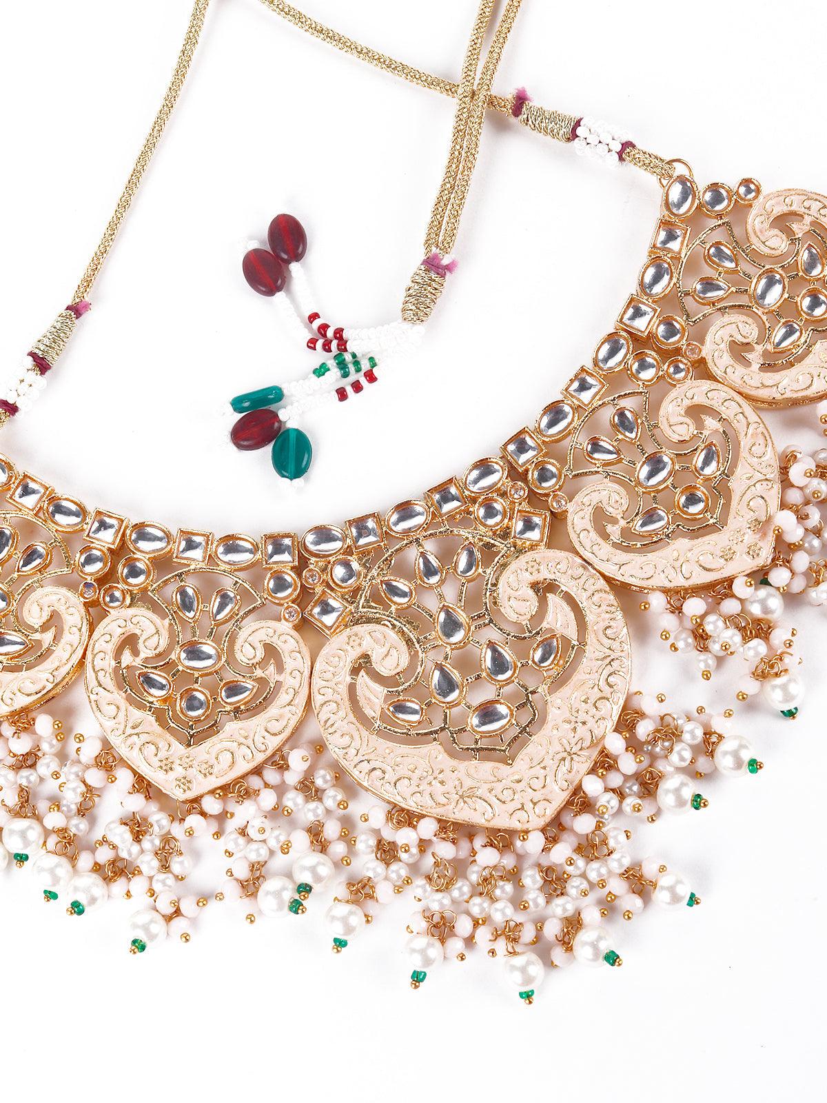 Odette Gorgeous Gold Embellished Necklace Set For Women - Image 4