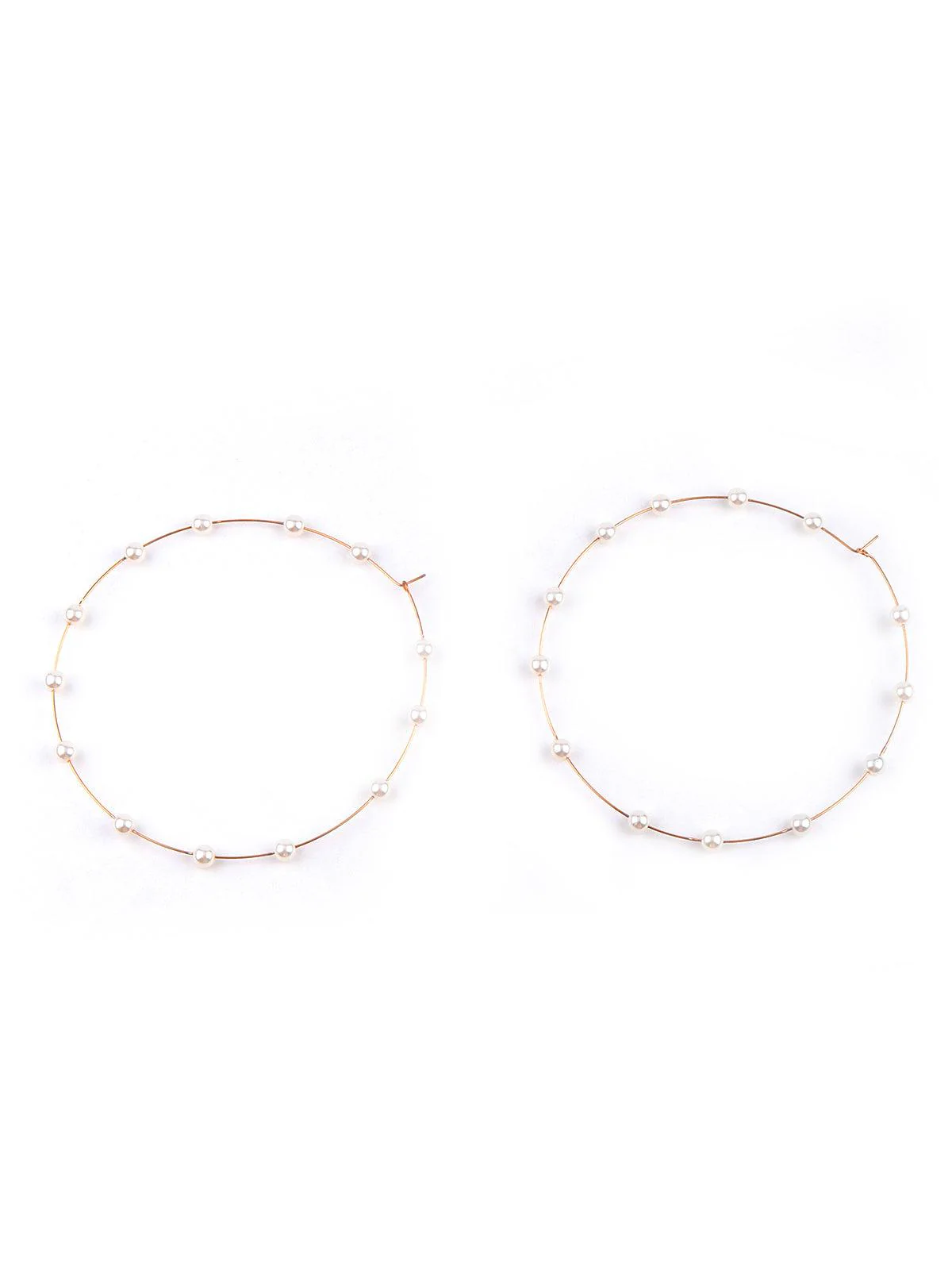 Odette Women Gorgeous Gold Rounded Embellished Hoop Earrings - Image 3