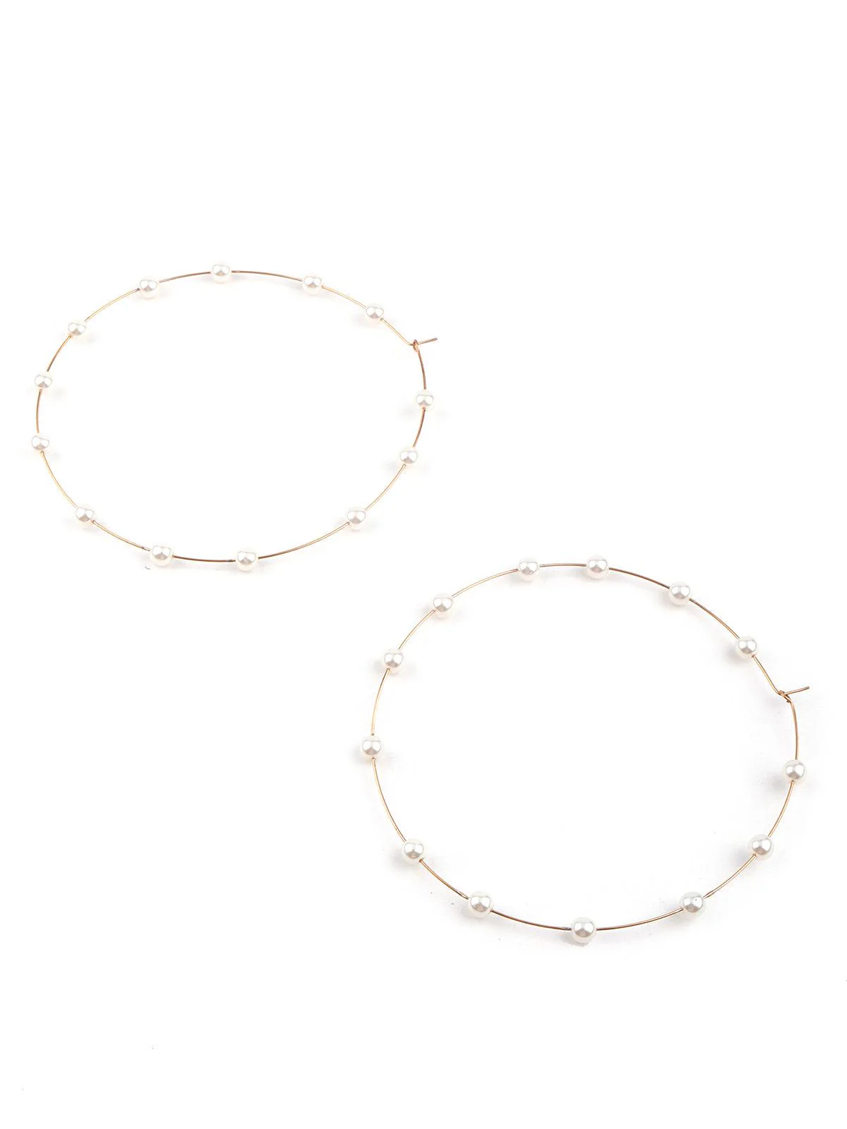 Odette Women Gorgeous Gold Rounded Embellished Hoop Earrings - Image 4