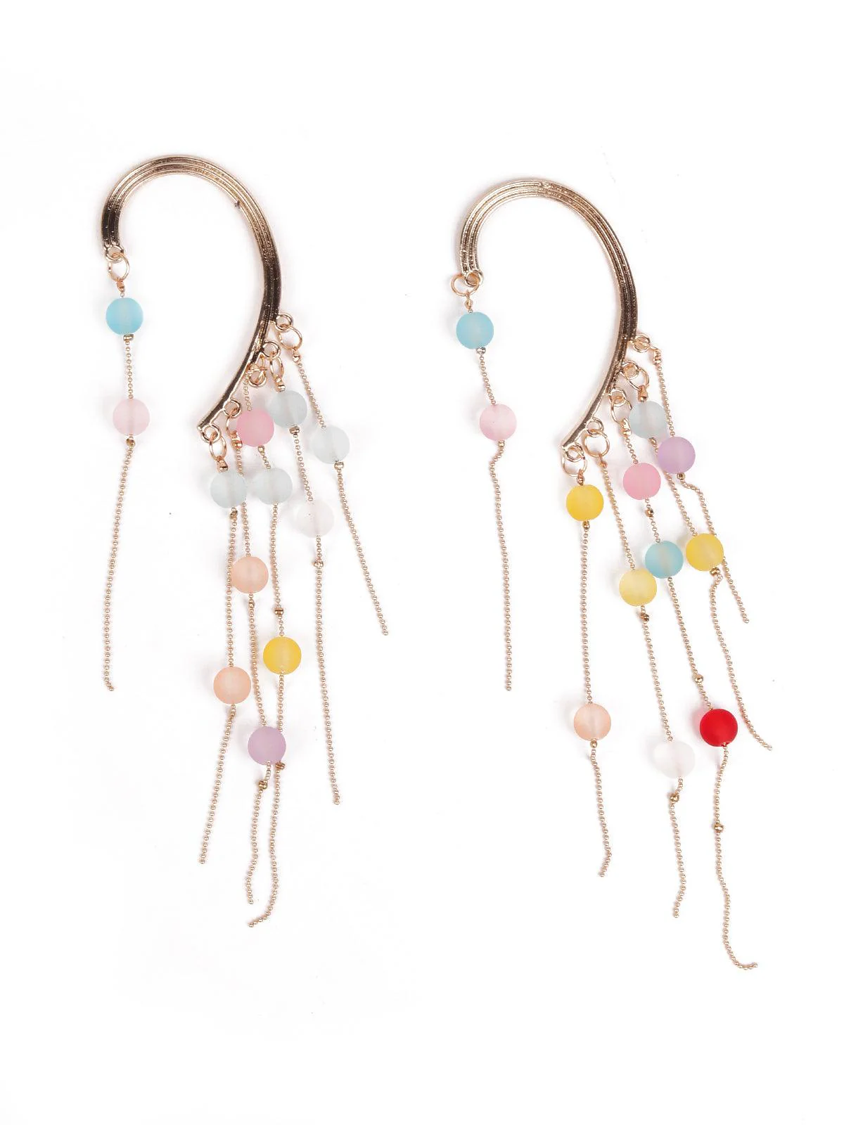 Odette Women Gorgeous Gold Tone Rainbow Earcuff Statement Earrings - Image 3