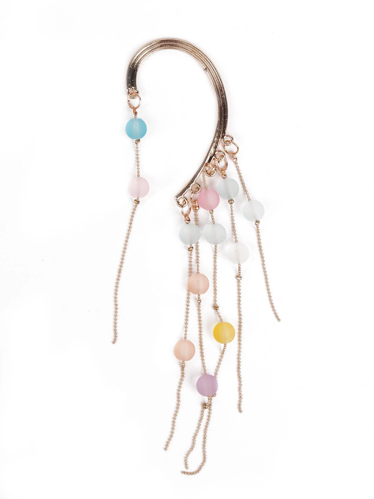 Odette Women Gorgeous Gold Tone Rainbow Earcuff Statement Earrings - Image 4