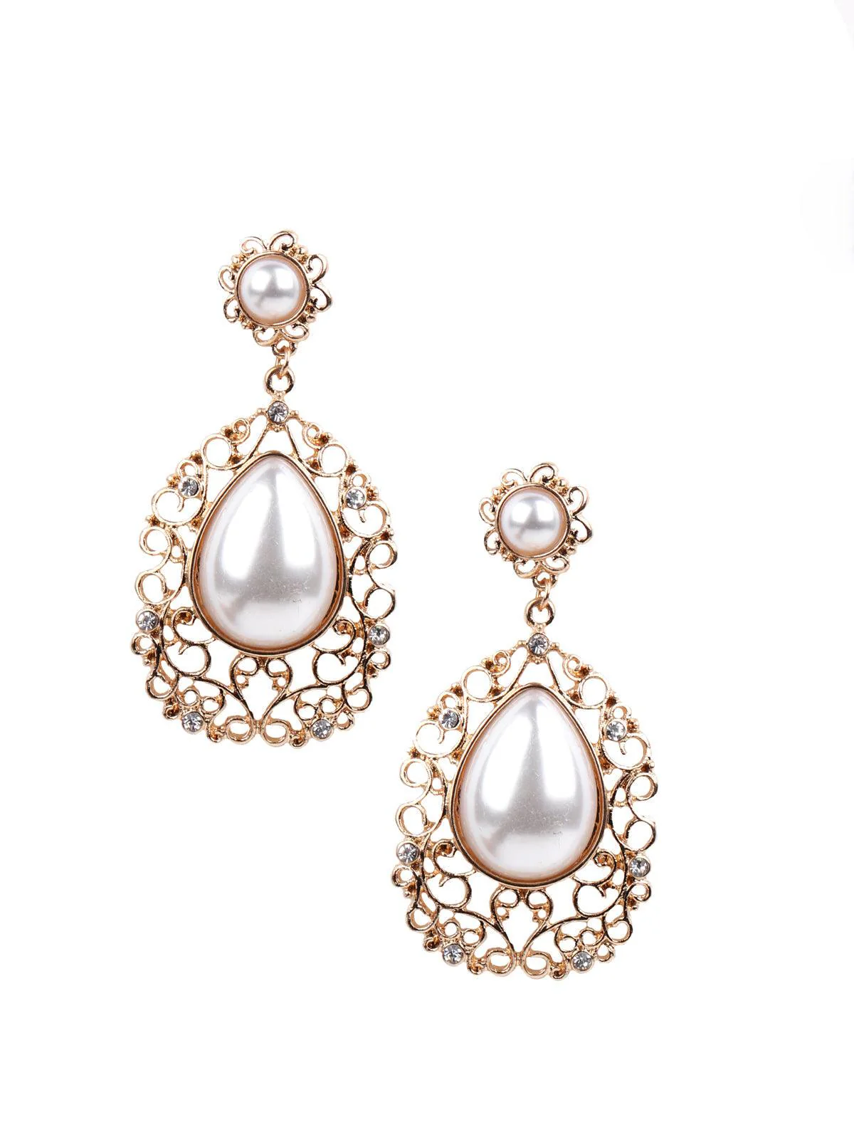 Odette Women Golden Metal Earrings - Image 3