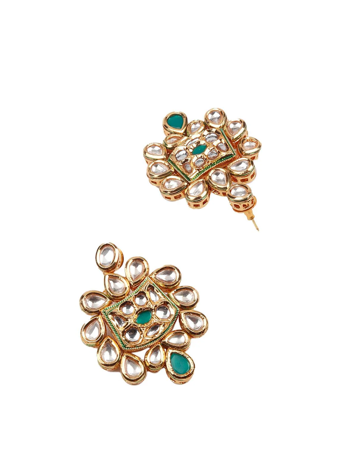 Odette Gorgeous Green And White Kundan Necklace Set For Women - Image 5