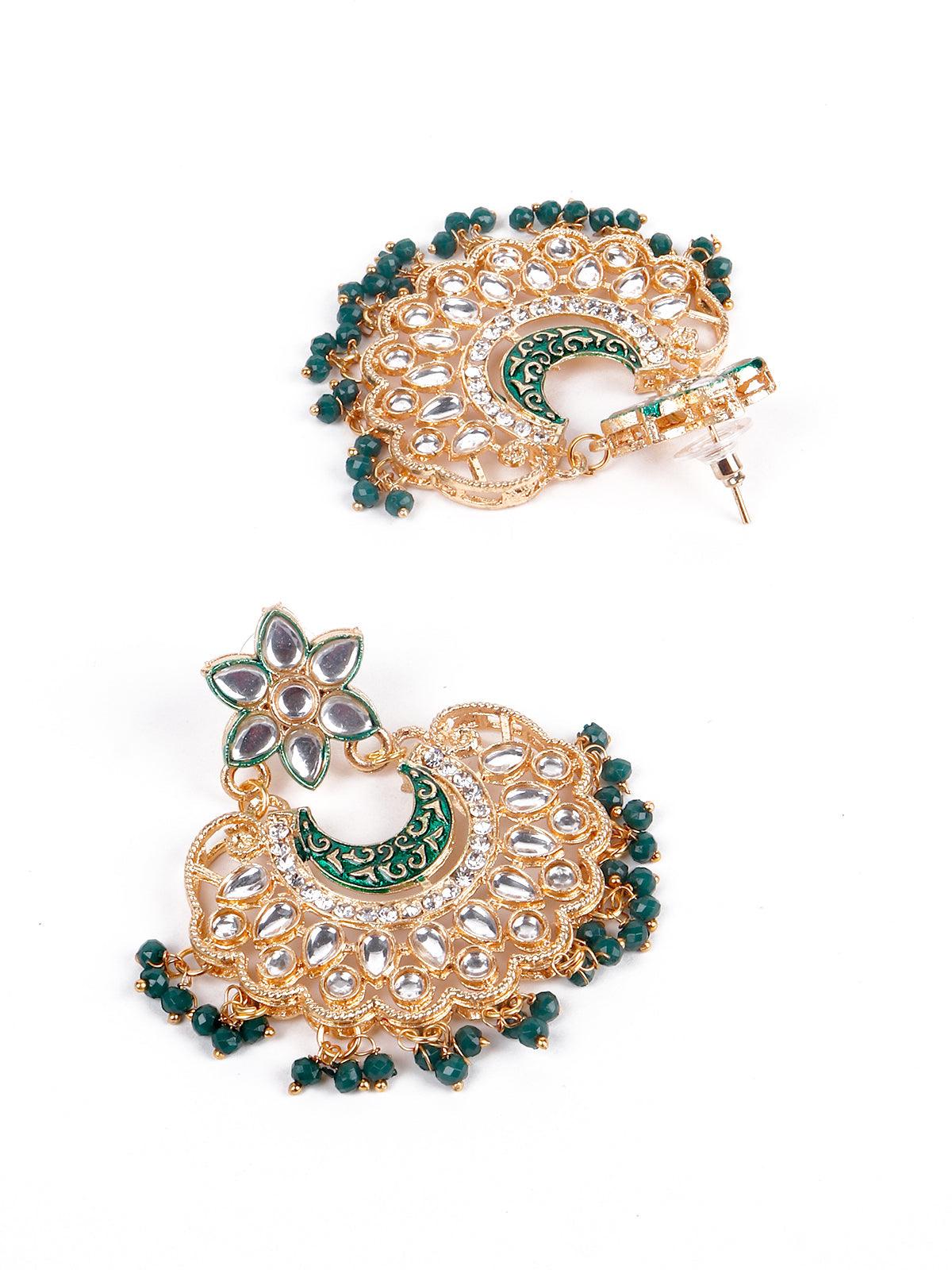 Odette Women Gorgeous Green Long Mala Necklace Set - Image 6