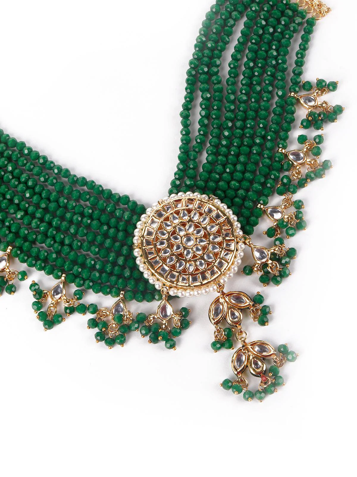 Odette Gorgeous Green Pendant Choker Necklace Set For Women - Image 4