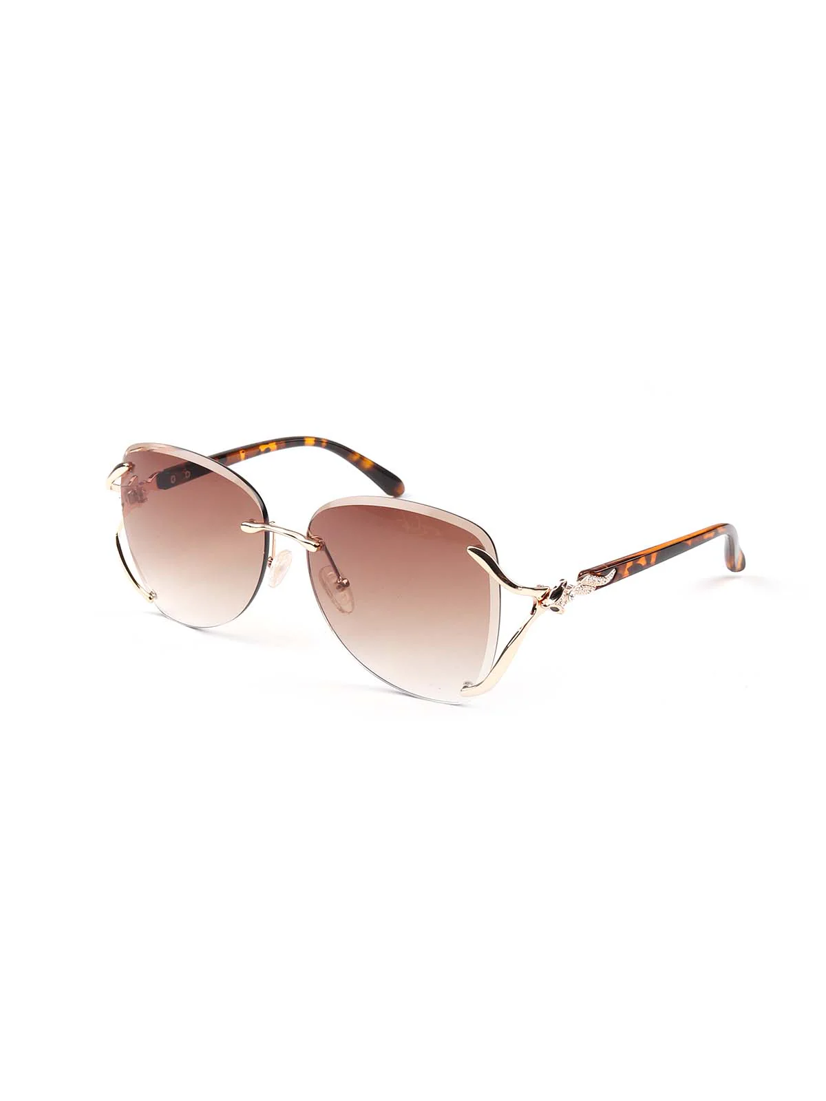 Odette Women Gorgeous Brown Color Tinted Frameless Statement Sunglasses - Image 5