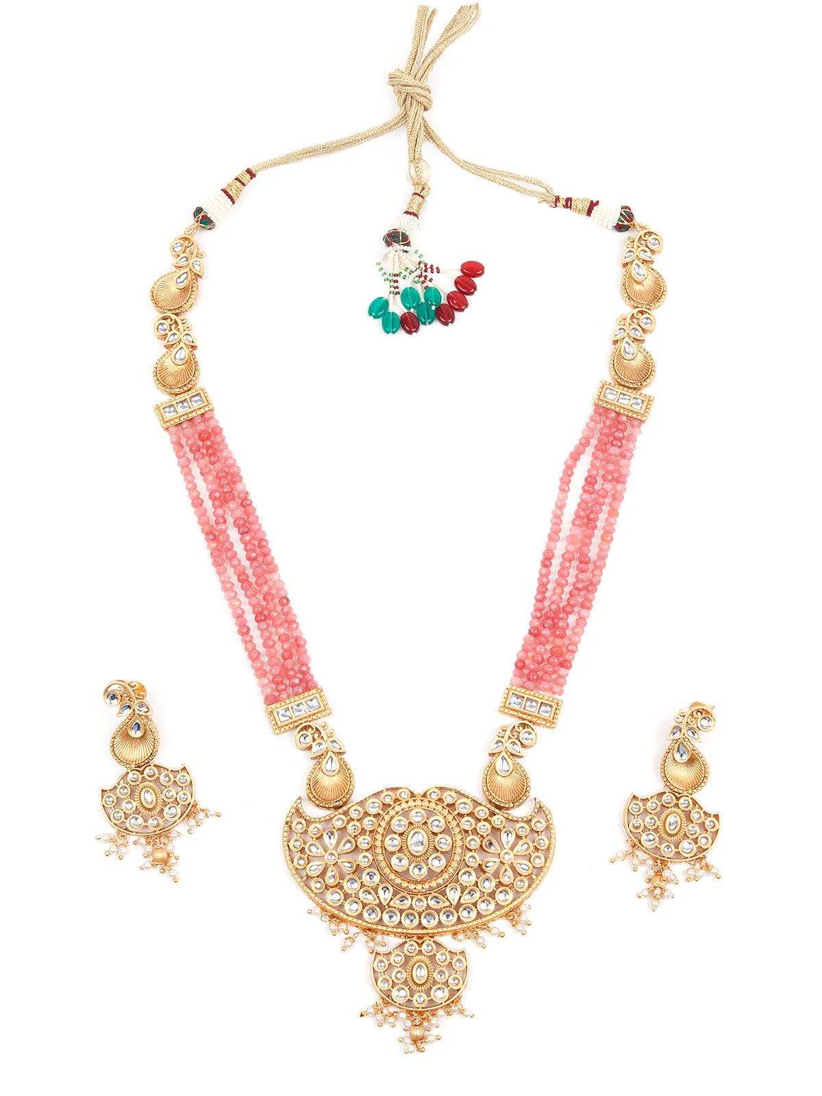 Odette Gorgeous Long Gold Necklace Set For Women - Image 3