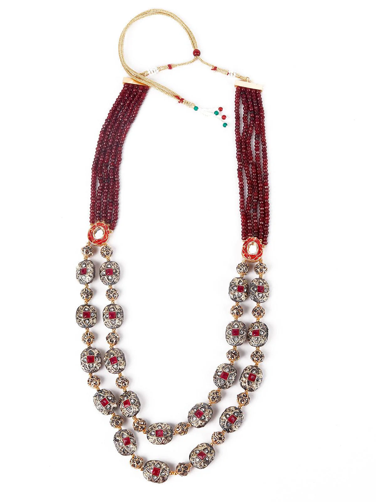Odette Women Gorgeous Maroon Embellished Elegant Necklace - Image 3