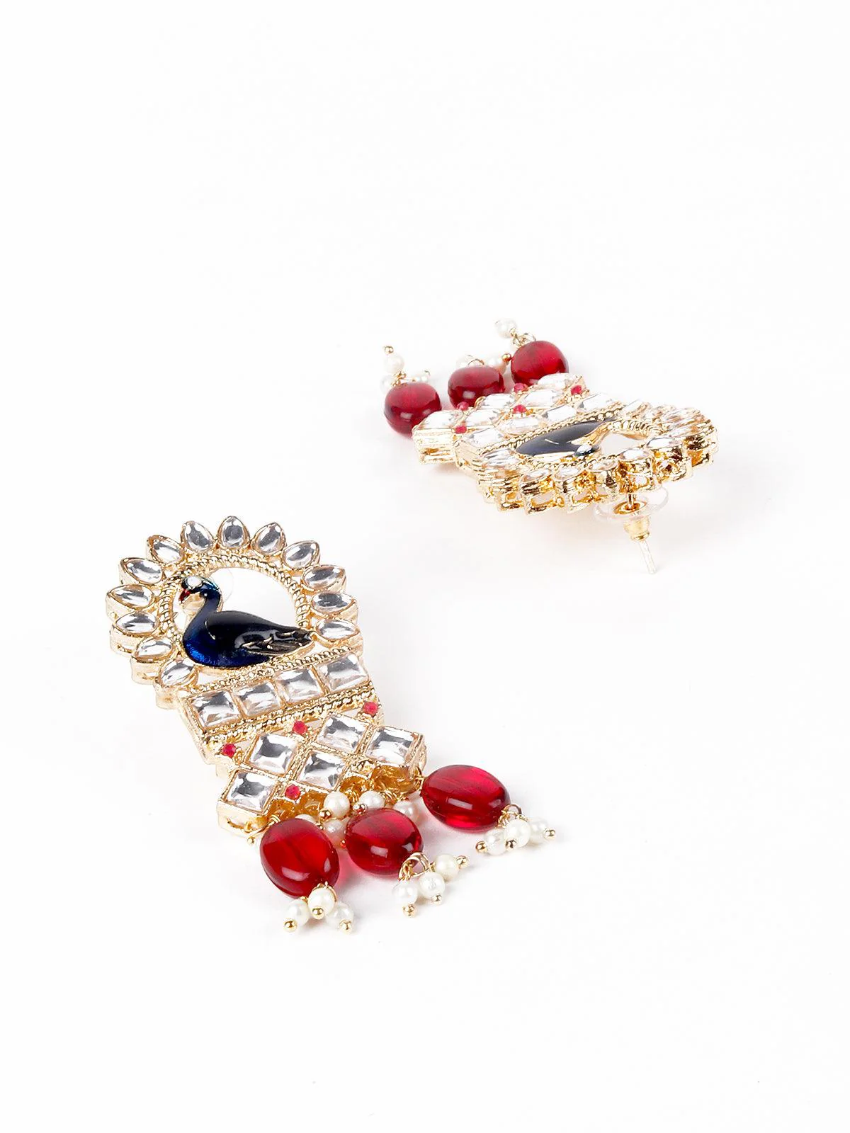 Odette Women Gorgeous Maroon Peacock Embellished Necklace - Image 6