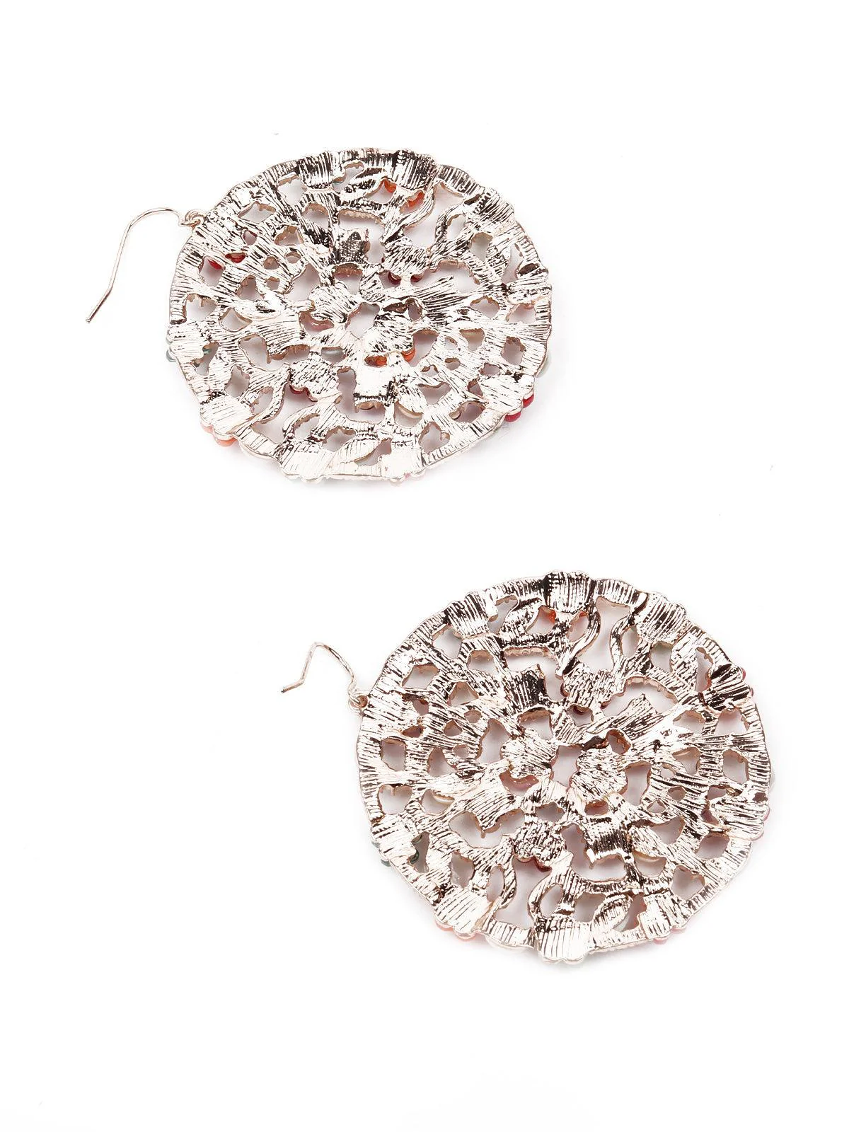 Odette Women Multicoloured Rounded Metal Floral Earrings - Image 6