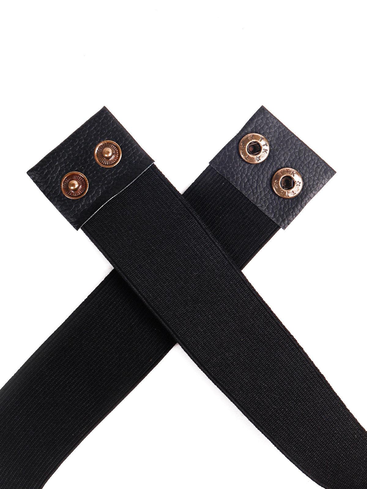 Odette Women Gorgeous Black Embellished Elastic Belt - Image 6