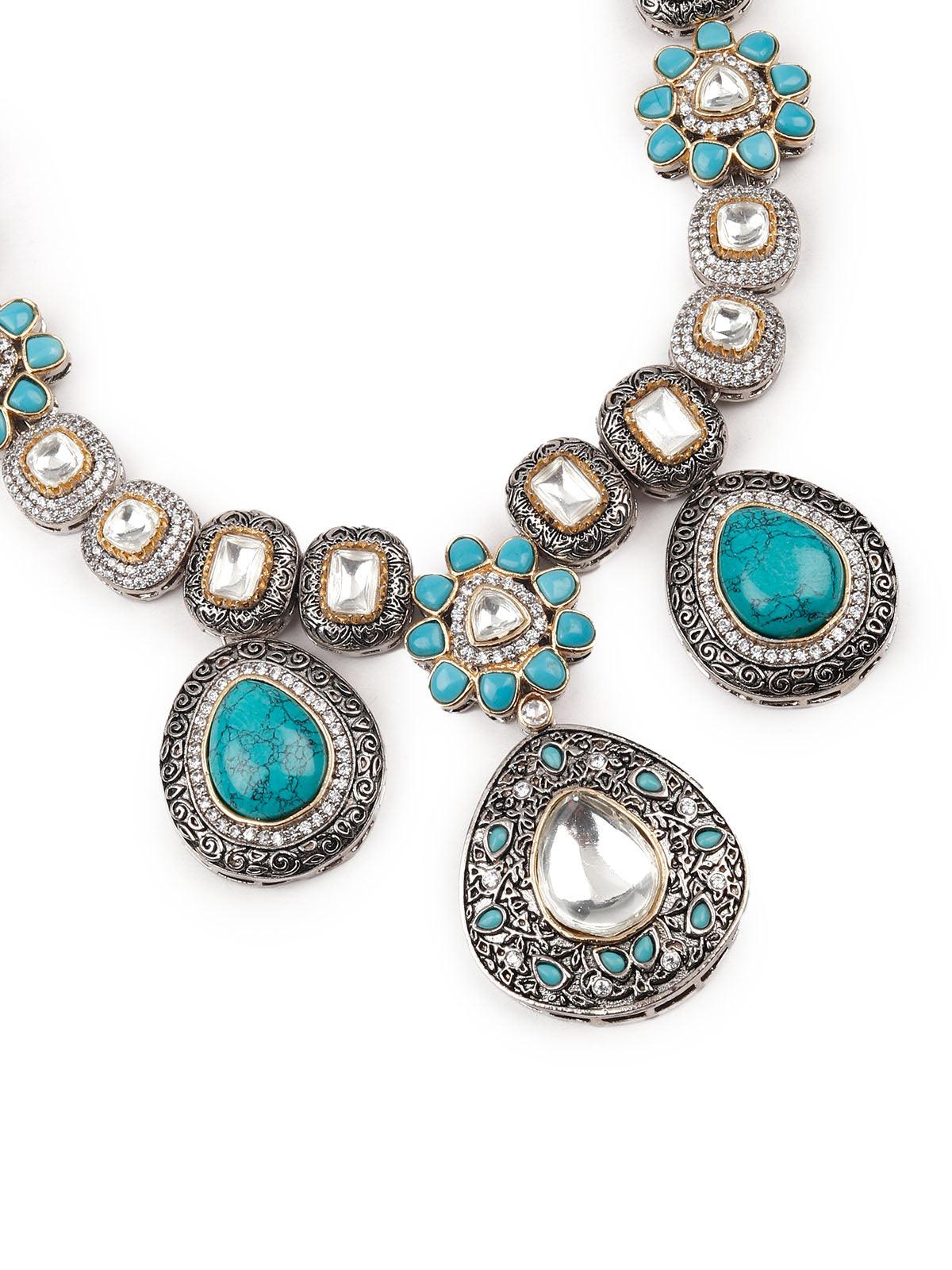 Odette Gorgeous Oxidised Necklace Set For Women - Image 4