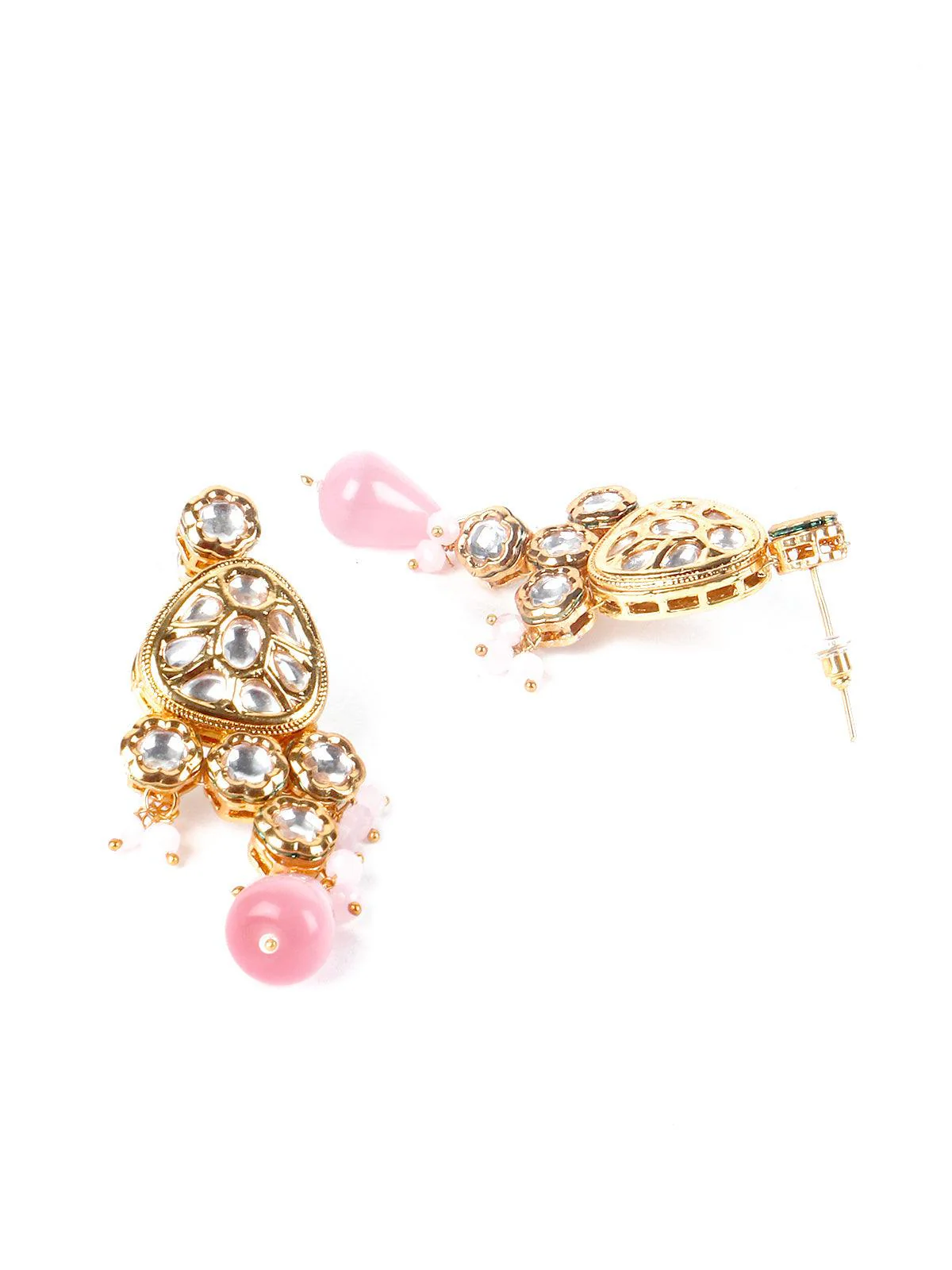 Odette Women Gorgeous Pink Kundan Work Necklace Set - Image 6