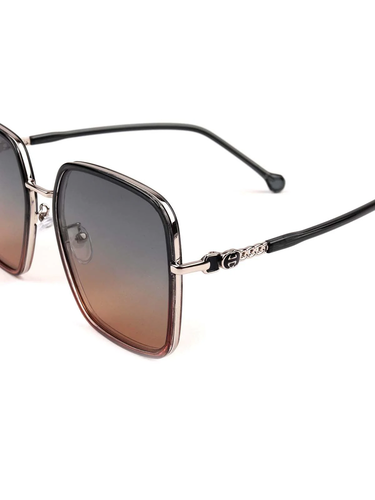 Odette Women Dark Black And Rust Tinted Flared Sunglasses - Image 6