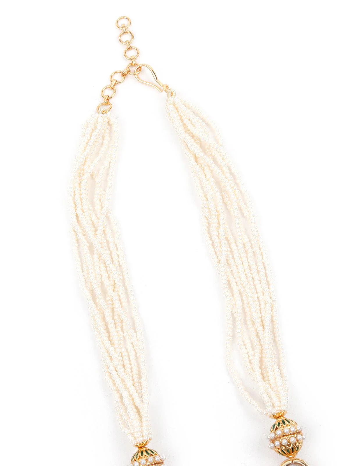 Odette Gorgeous Green And Gold Traditional Long Necklace Set For Women - Image 5