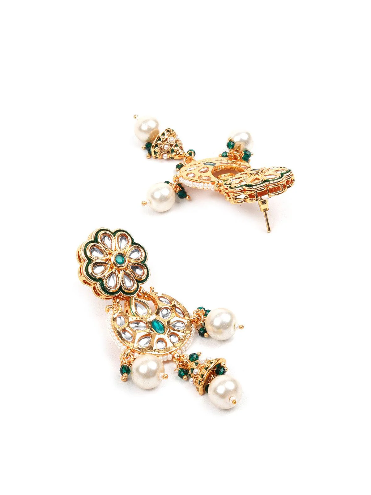 Odette Gorgeous Green And Gold Traditional Long Necklace Set For Women - Image 6