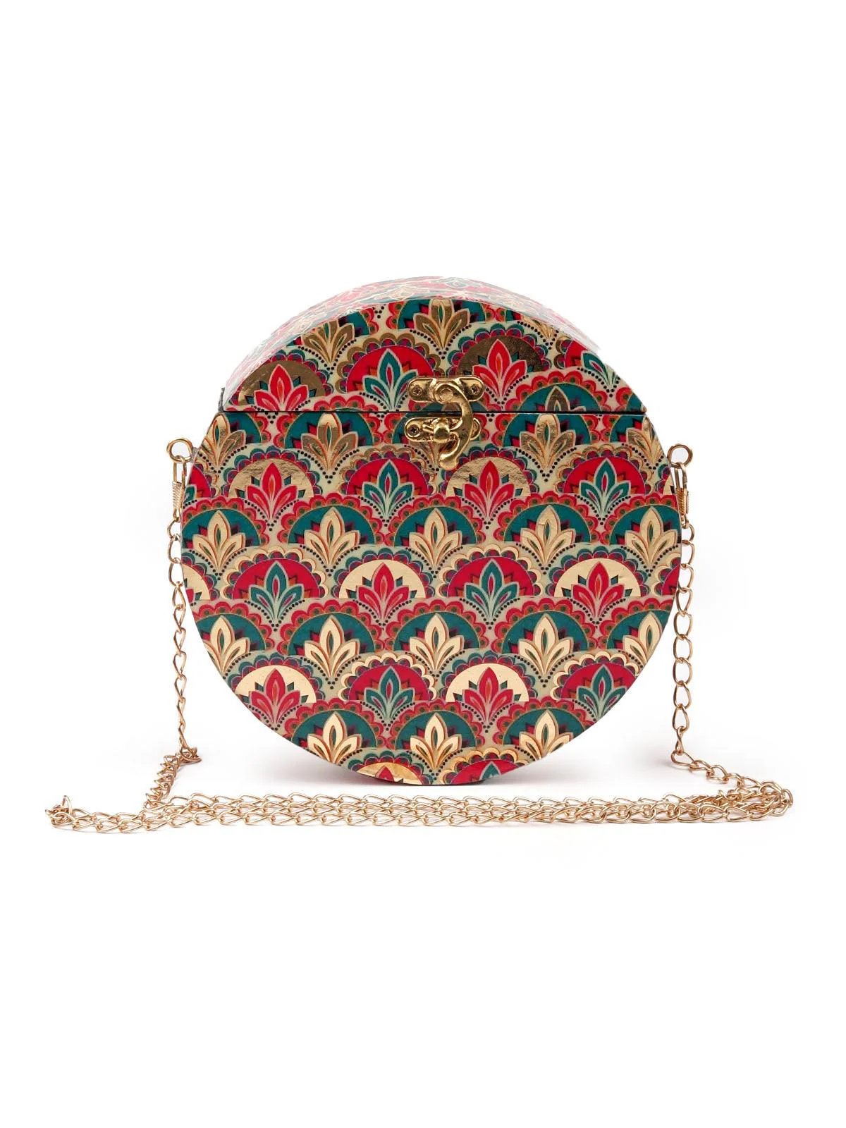 Odette Women Gorgeous Red And Green Rounded Sling Bags - Image 3