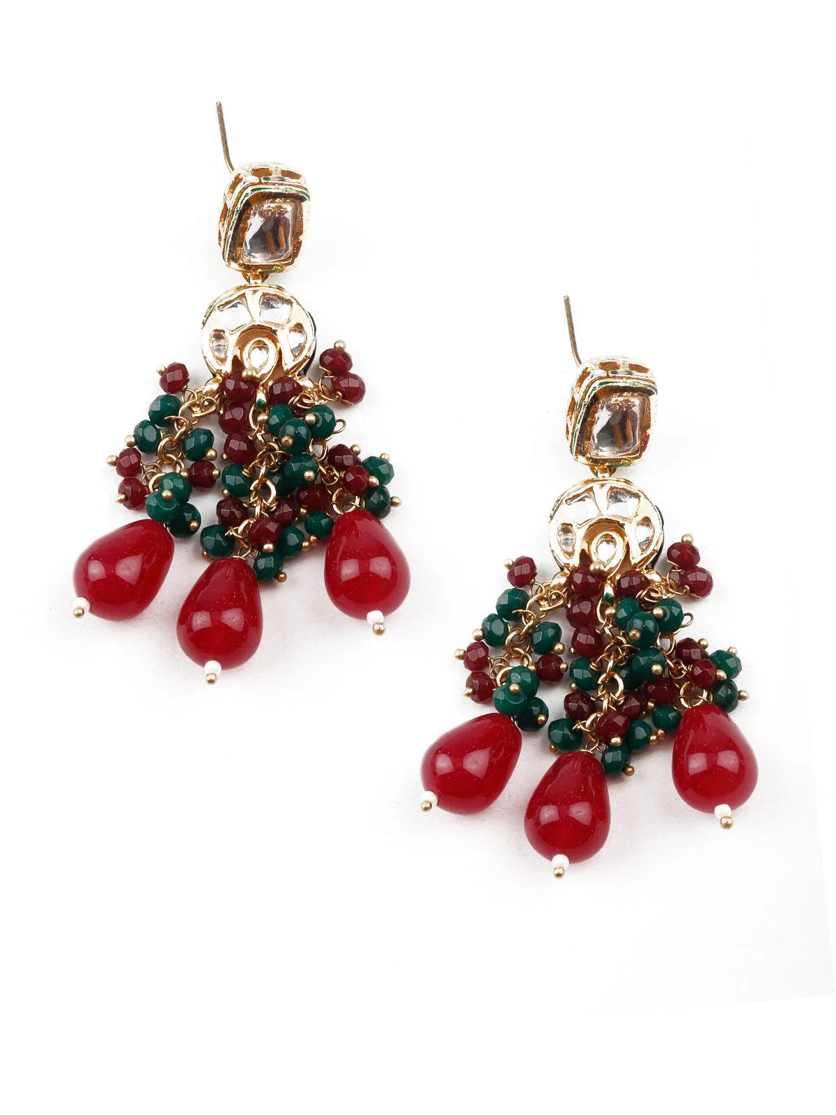 Odette Gorgeous Red And Green Statement Necklace Set For Women - Image 7