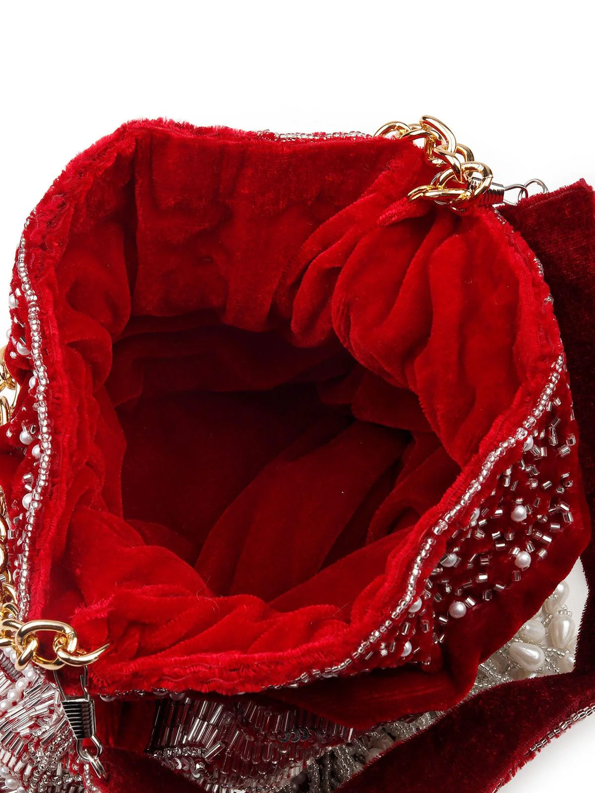 Odette Women Gorgeous Red Embellished Potli Bag - Image 6