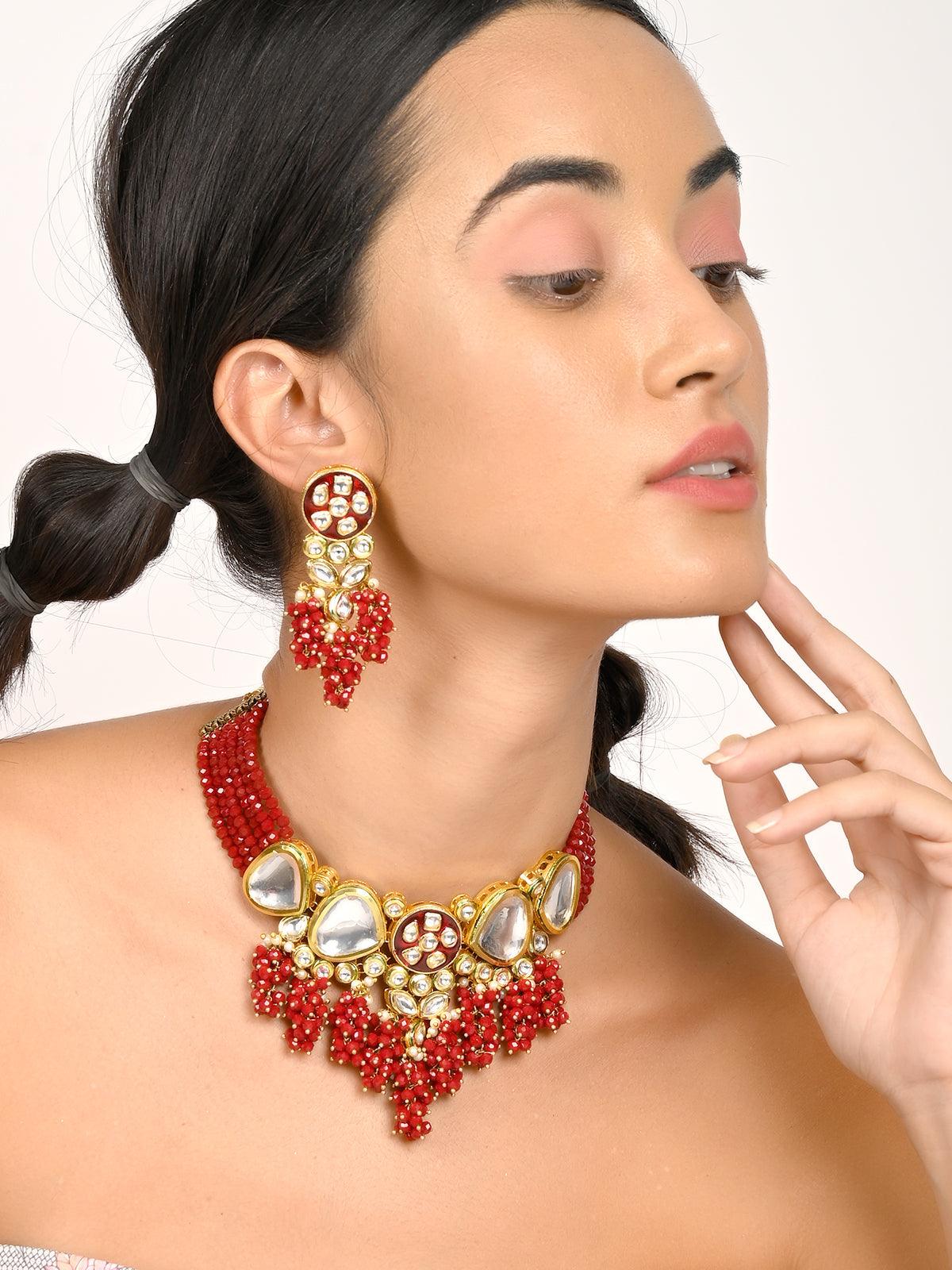 Odette Women Gorgeous Red Vibrant Necklace Set