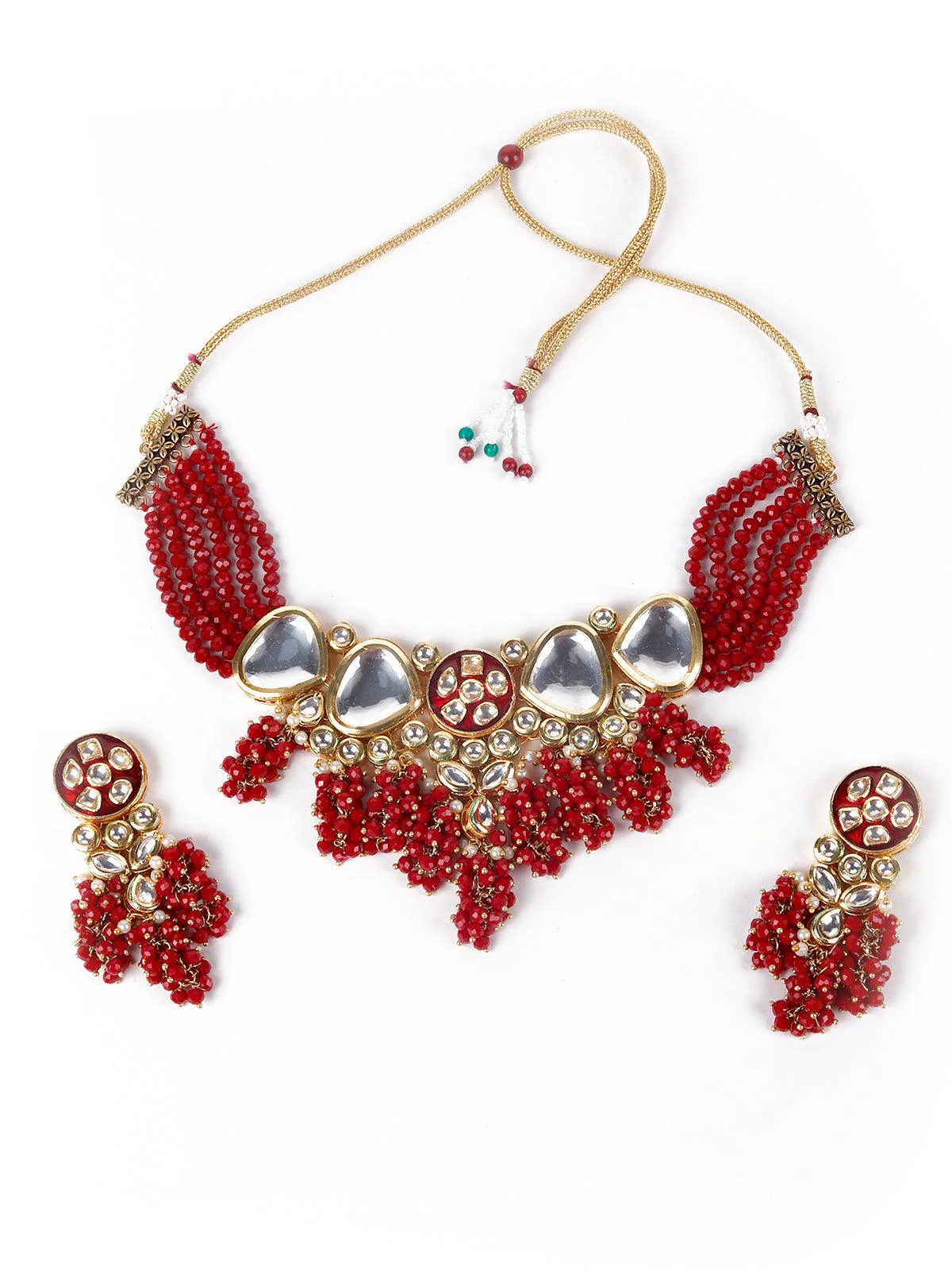 Odette Women Gorgeous Red Vibrant Necklace Set - Image 3