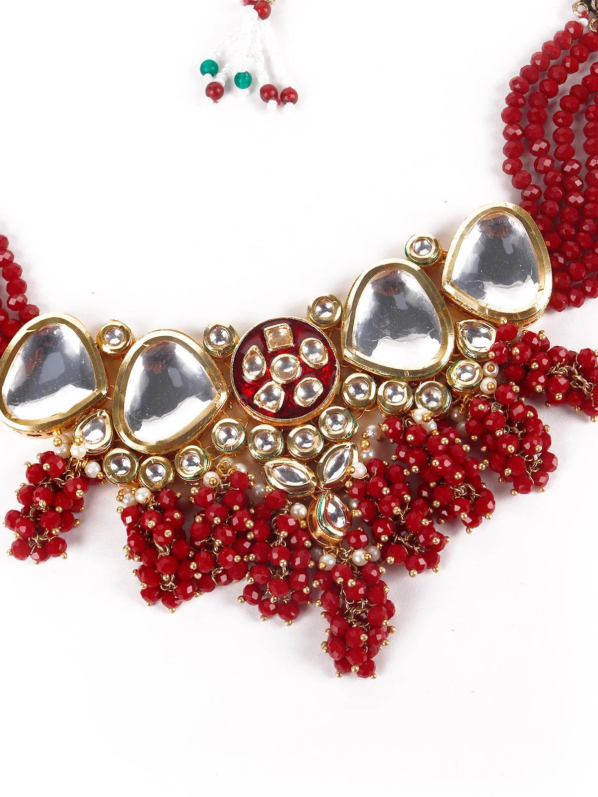 Odette Women Gorgeous Red Vibrant Necklace Set - Image 4