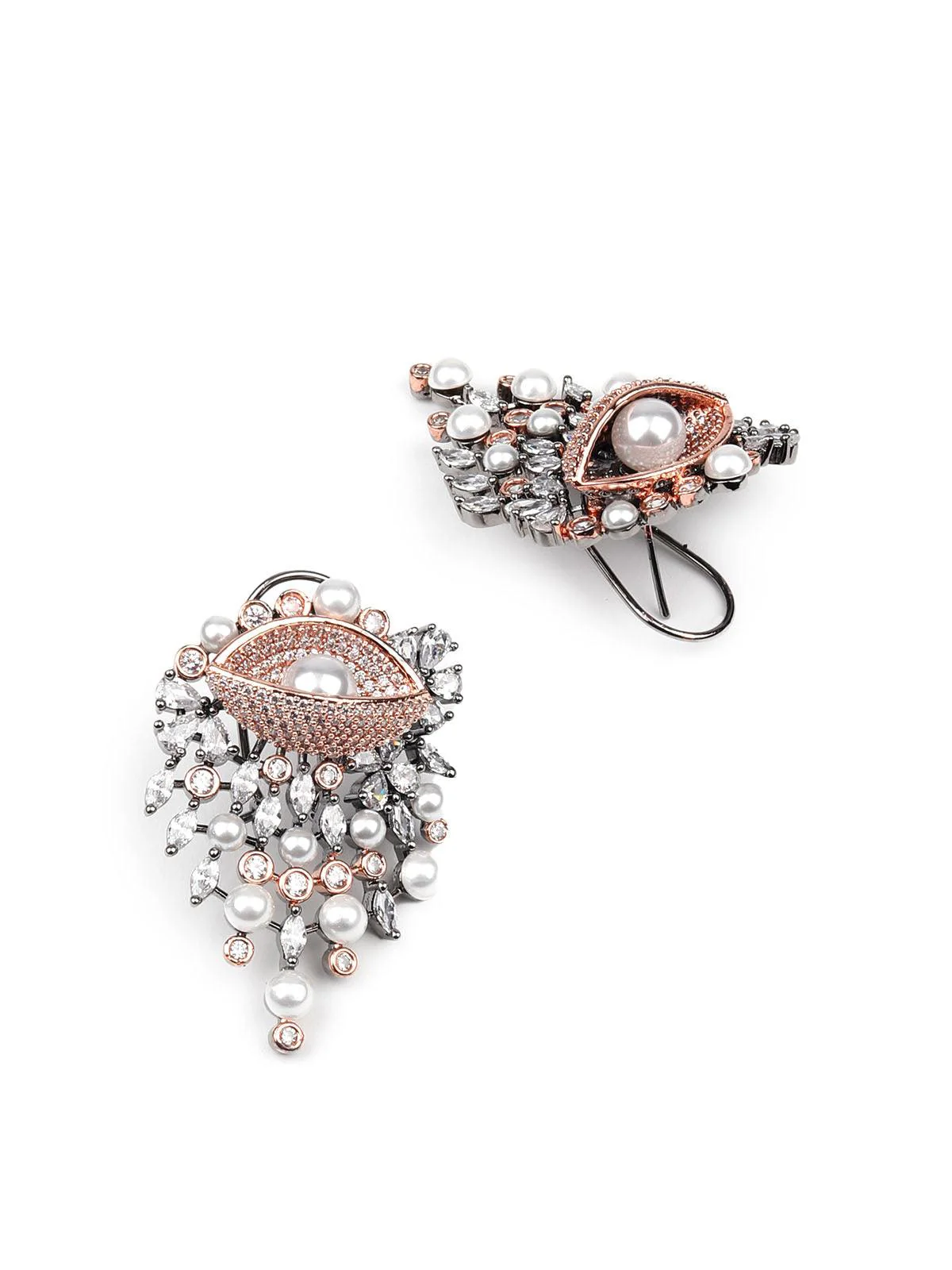 Odette Women Gorgeous Rose Gold Embellished Earrings - Image 6