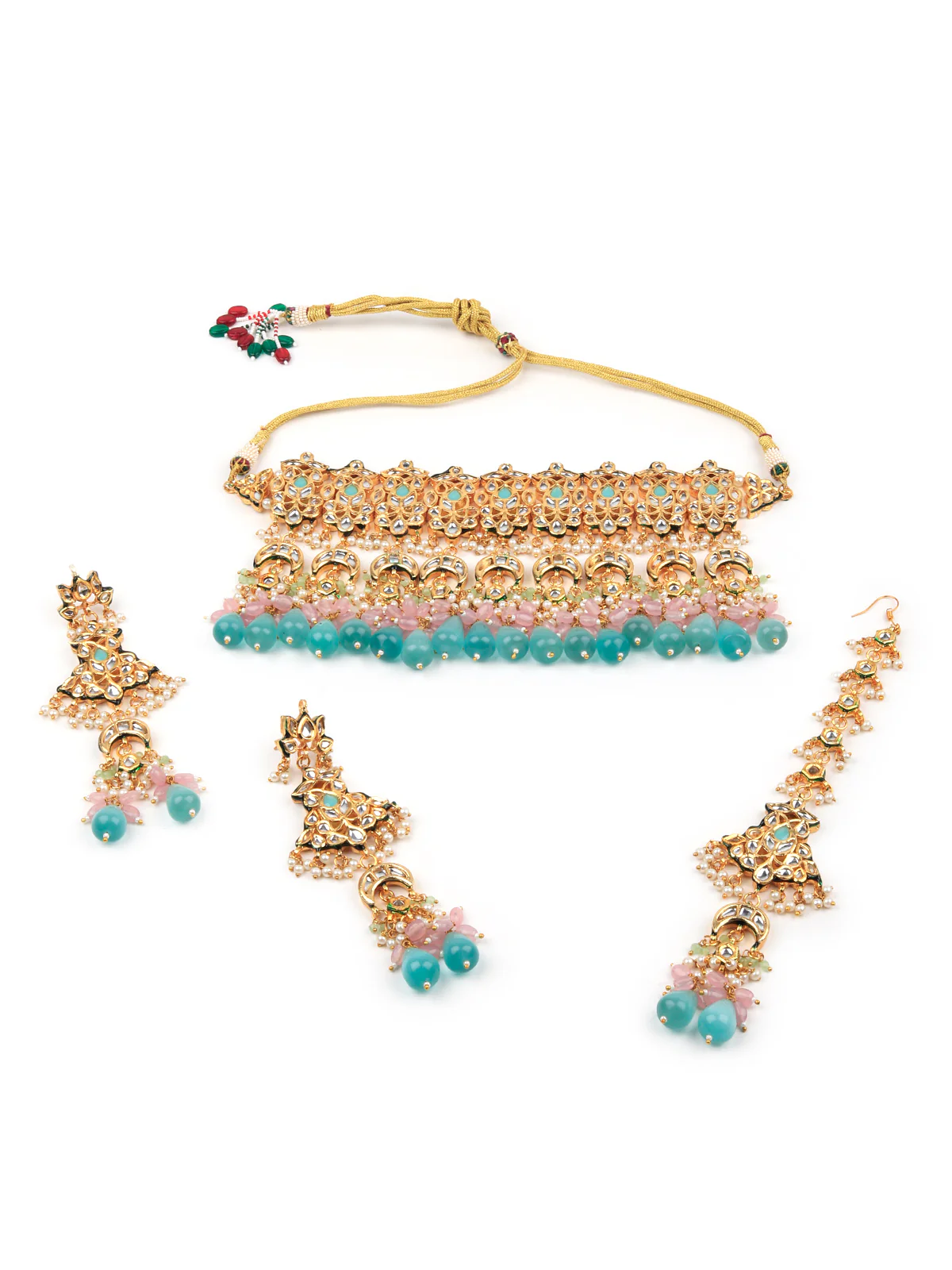 Odette Women Gorgeous Sea Green Double Sided Choker Neckpiece - Image 2