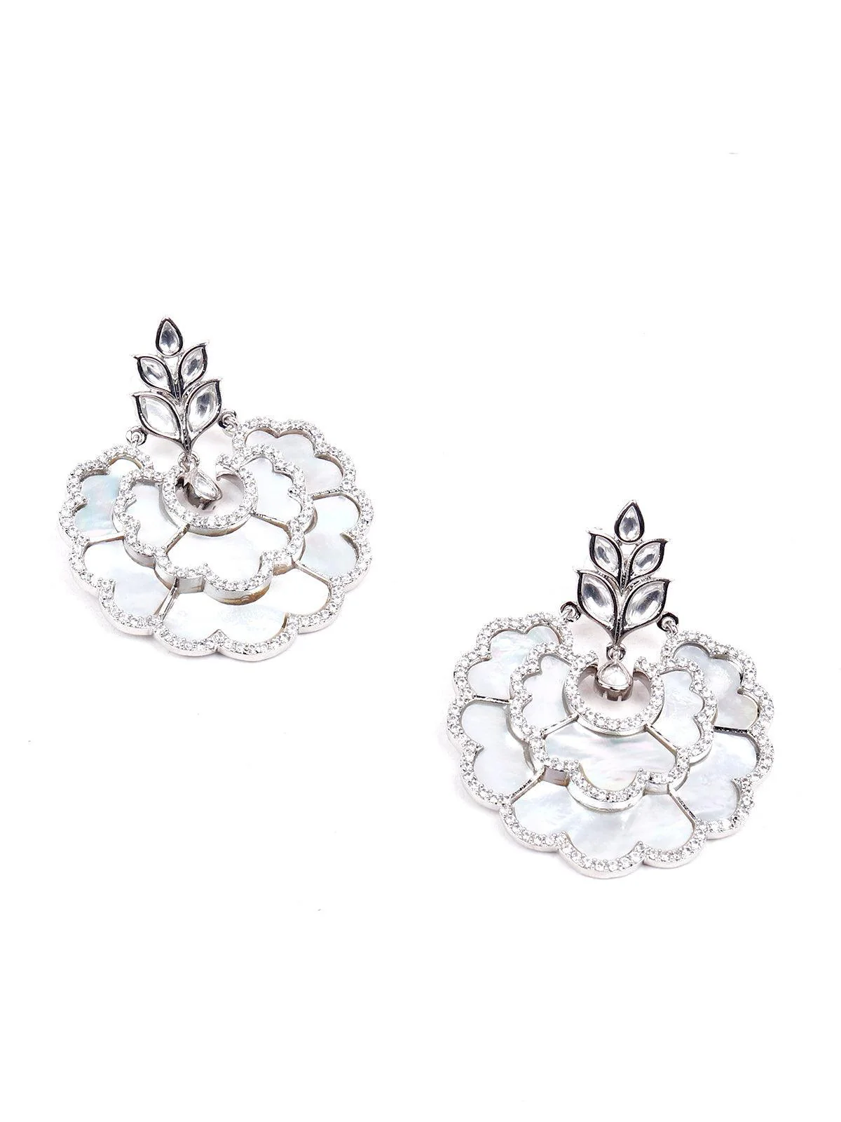Odette Women Gorgeous Silver Shimmering Earrings - Image 5