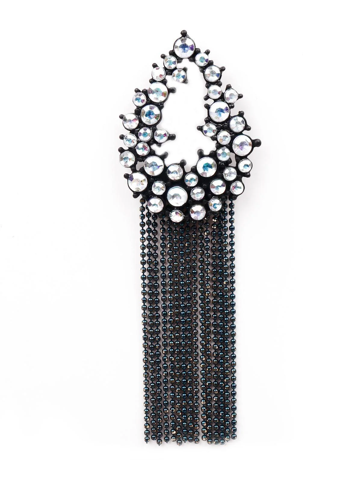 Odette Women Silver Teardrop Tassel Earrings - Image 4