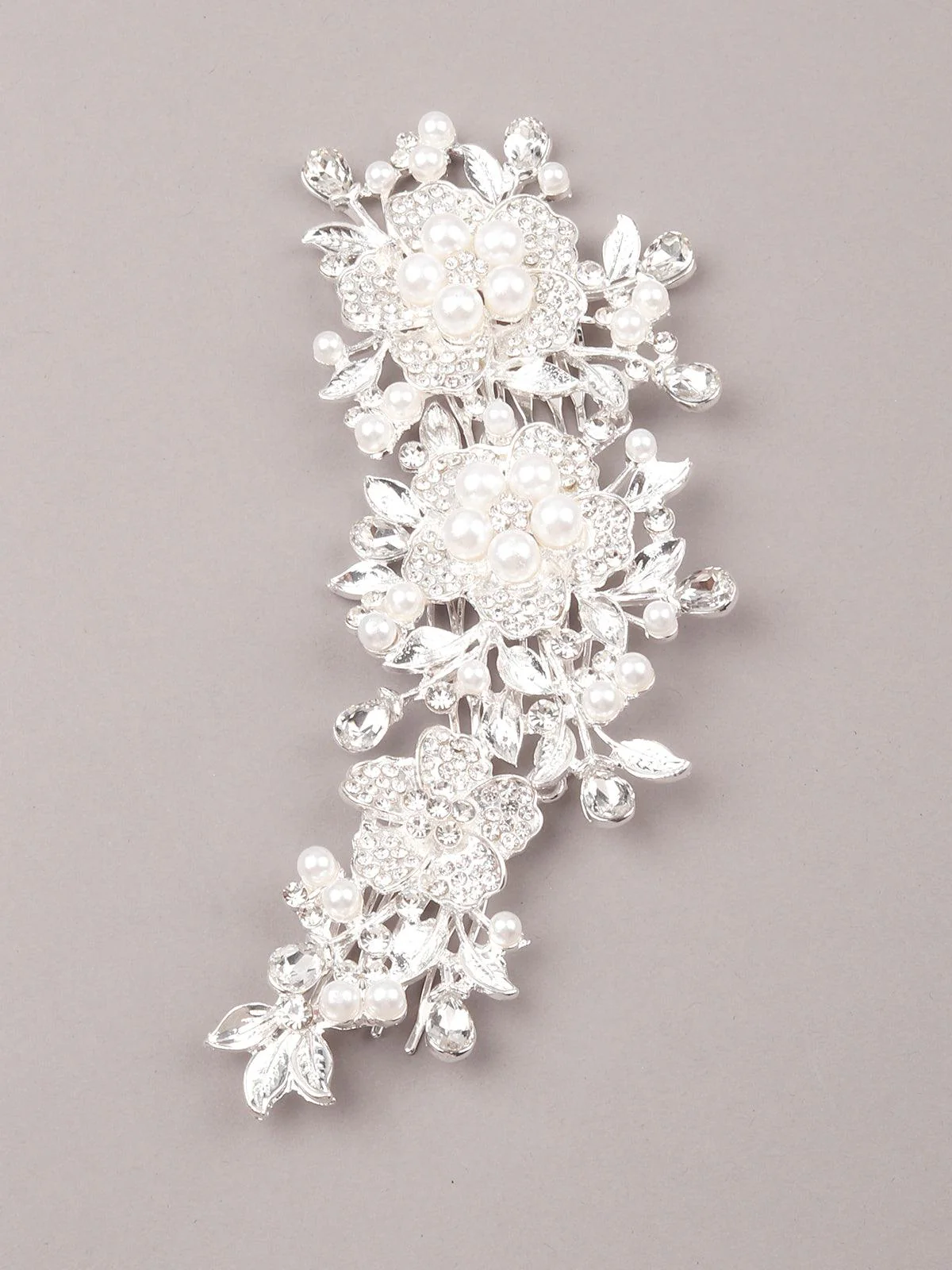 Odette Women Gorgeous Silver Tone Sparkarling Studded Hair Clip - Image 3