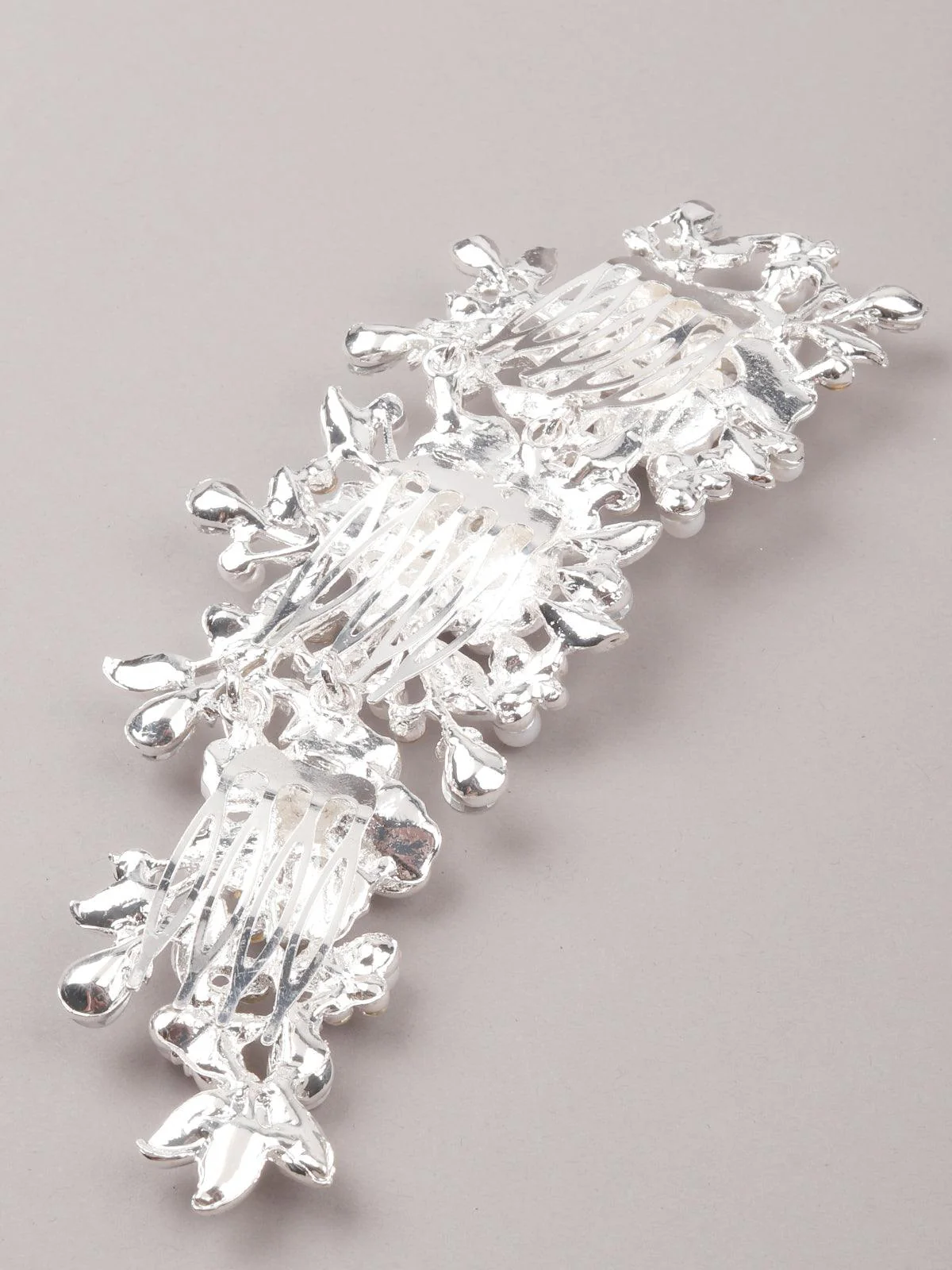 Odette Women Gorgeous Silver Tone Sparkarling Studded Hair Clip - Image 4