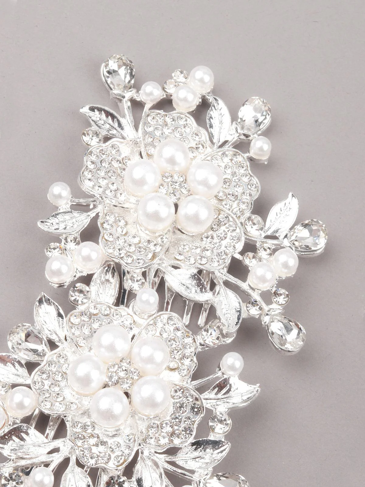 Odette Women Gorgeous Silver Tone Sparkarling Studded Hair Clip - Image 5