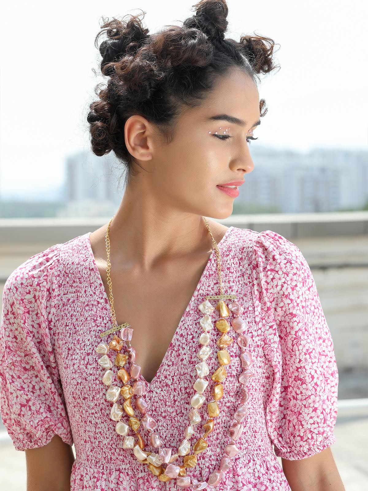 Odette Women Gorgeous Three-Layered Stoned Necklace