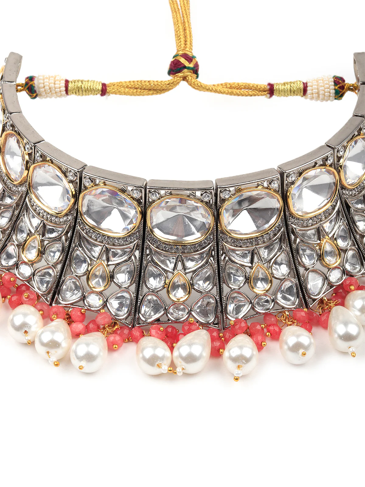 Odette Women Gorgeous White And Peach Choker Set - Image 6