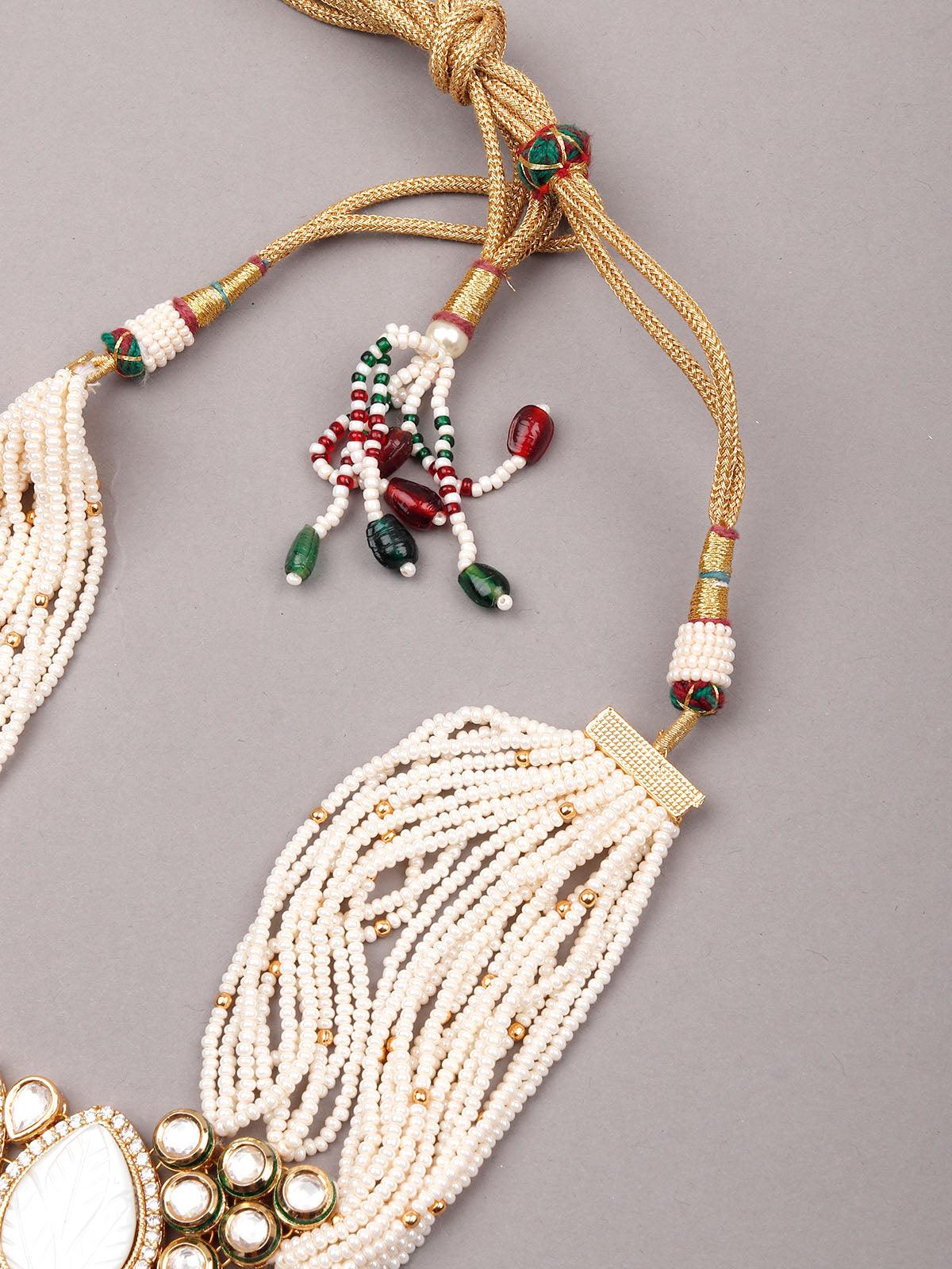 Odette Gorgeous White Beaded Statement Necklace Set For Women - Image 5