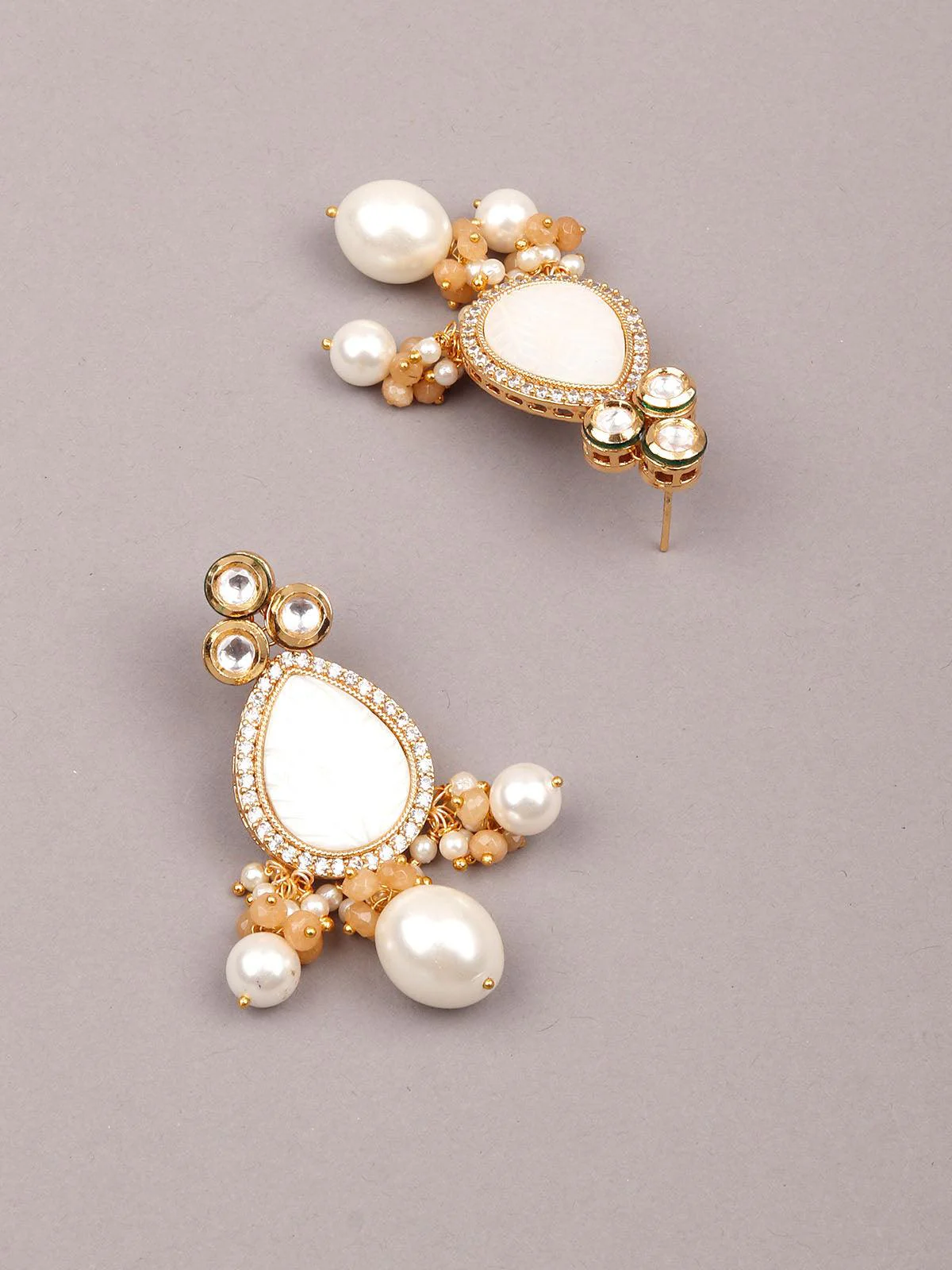 Odette Gorgeous White Beaded Statement Necklace Set For Women - Image 6
